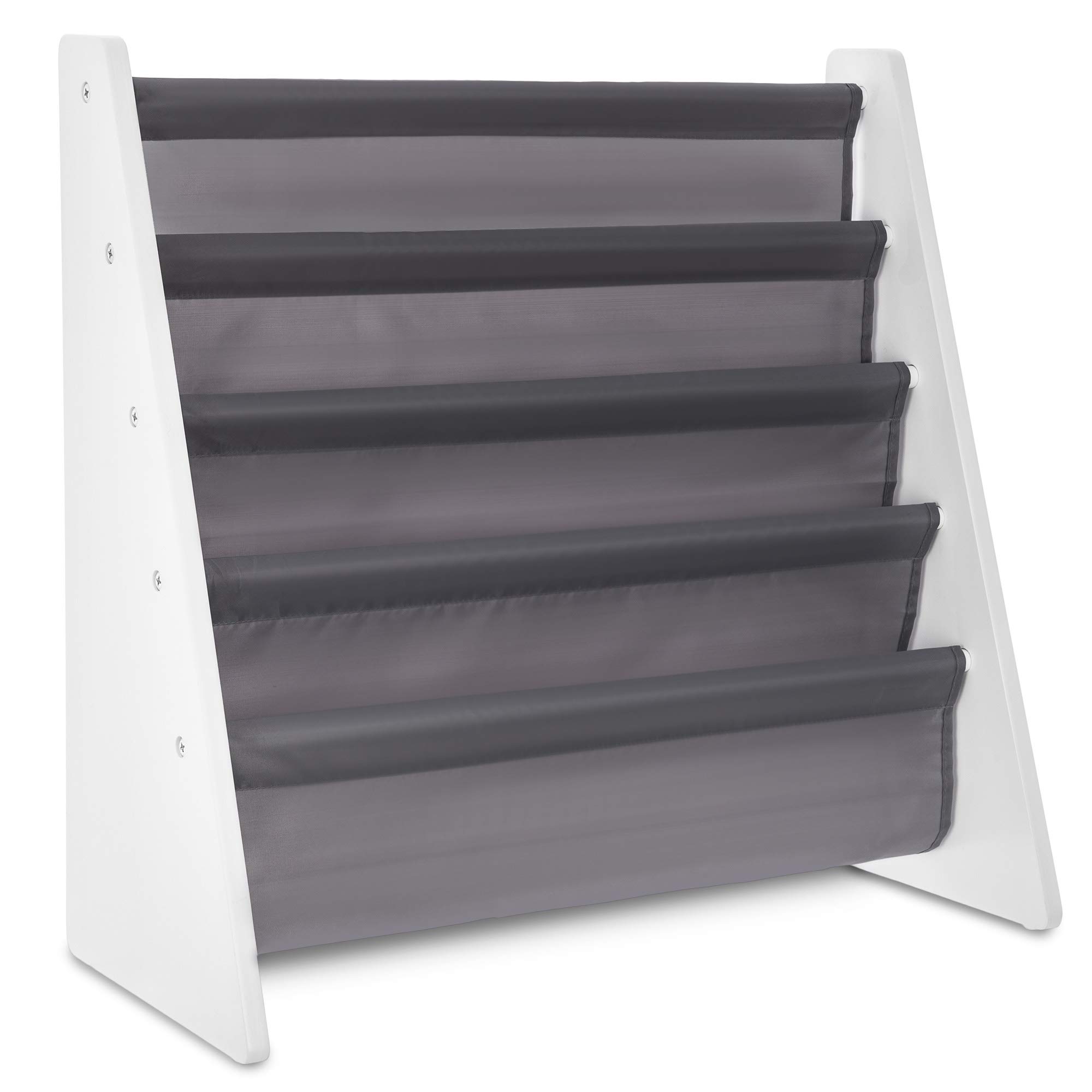 LIVIVO Estantería de almacenamiento colorida para niños, de fácil acceso, con estantes de tela de nailon suave para proteger los libros de tus hijos, altura perfecta para tu pequeño lector (gris)