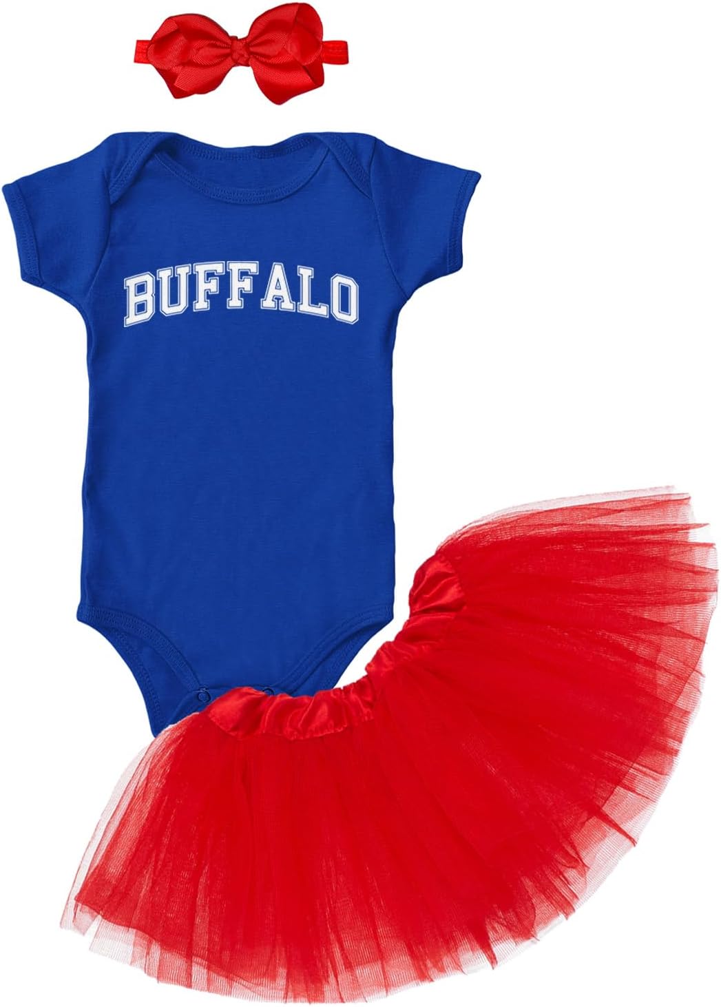 Buffalo - State Proud Strong Pride Sports Baby Bodysuit + Tutu Skirt + Bow Headband Set