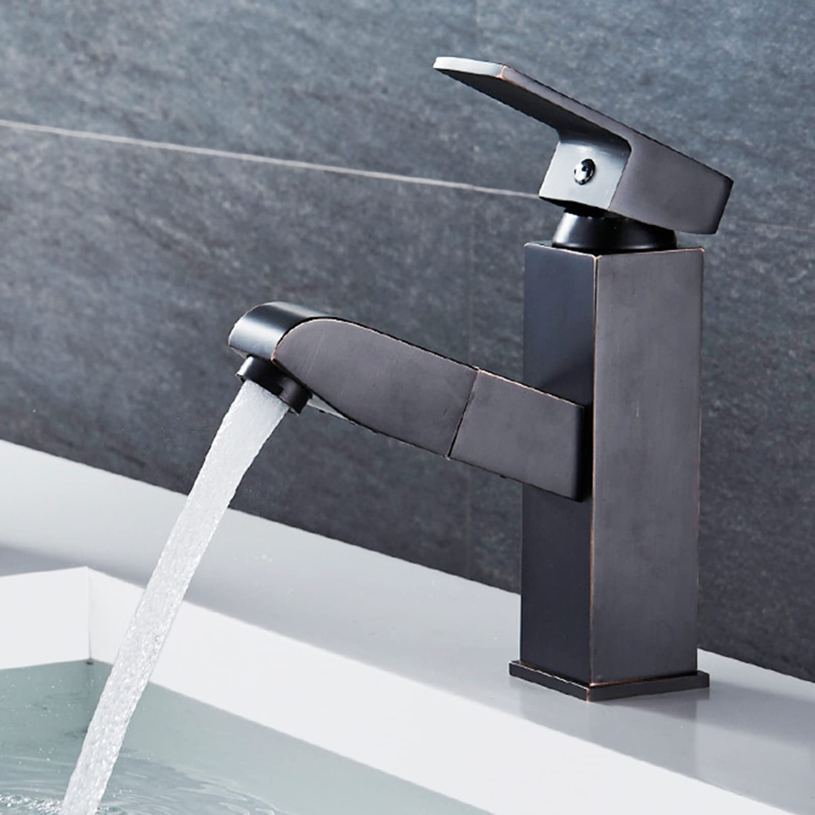 Mitigeur de cuisine noir avec douchette amovible et robinet de salle de bain vintage
