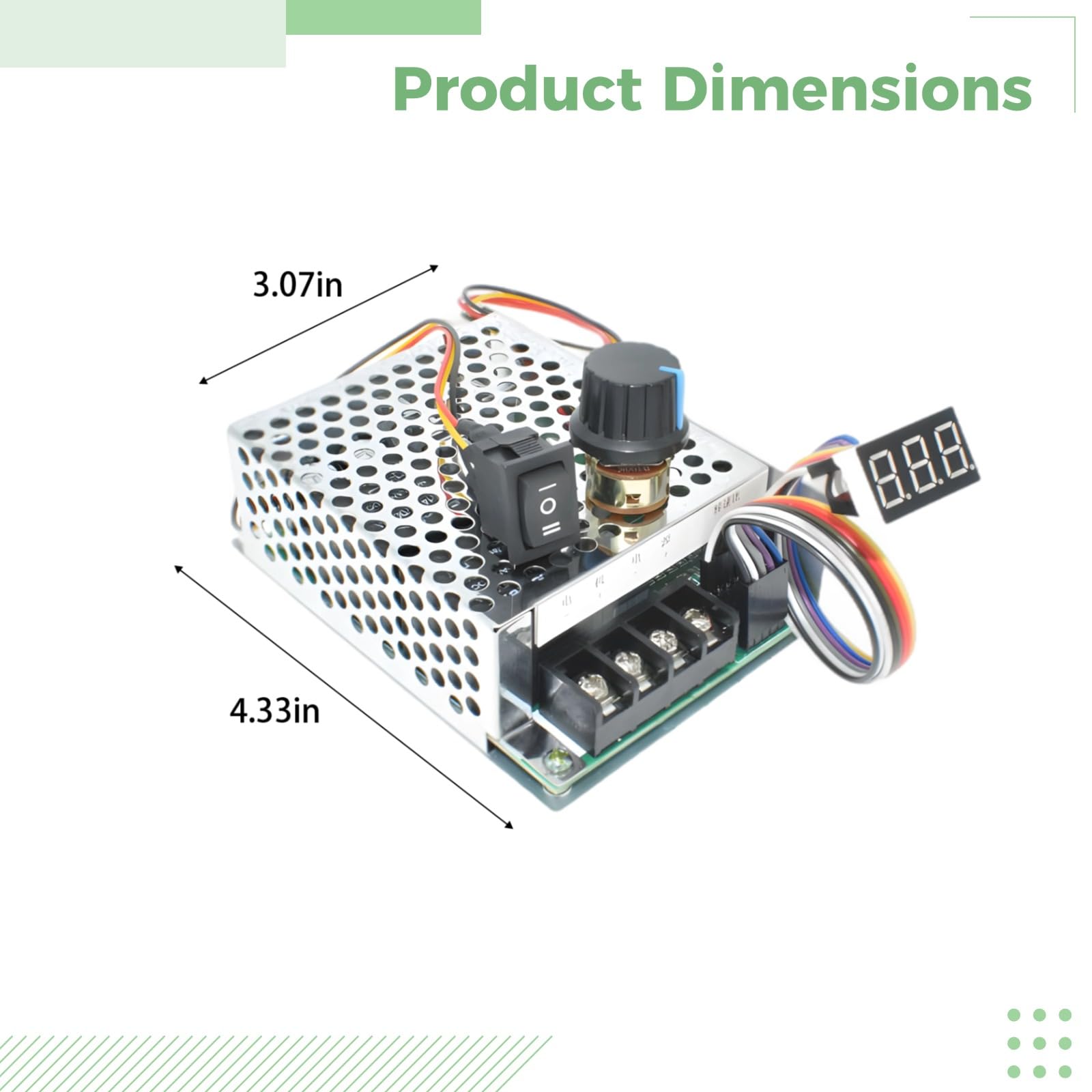 Motorregler 10-55 V DC, 60 A PWM Motordrehzahlregler mit Digitalanzeige, CW/CCW-Umschalter, einstellbarer Drehzahlregler, Metallschale, 11 x 7,8 x 3,8 cm