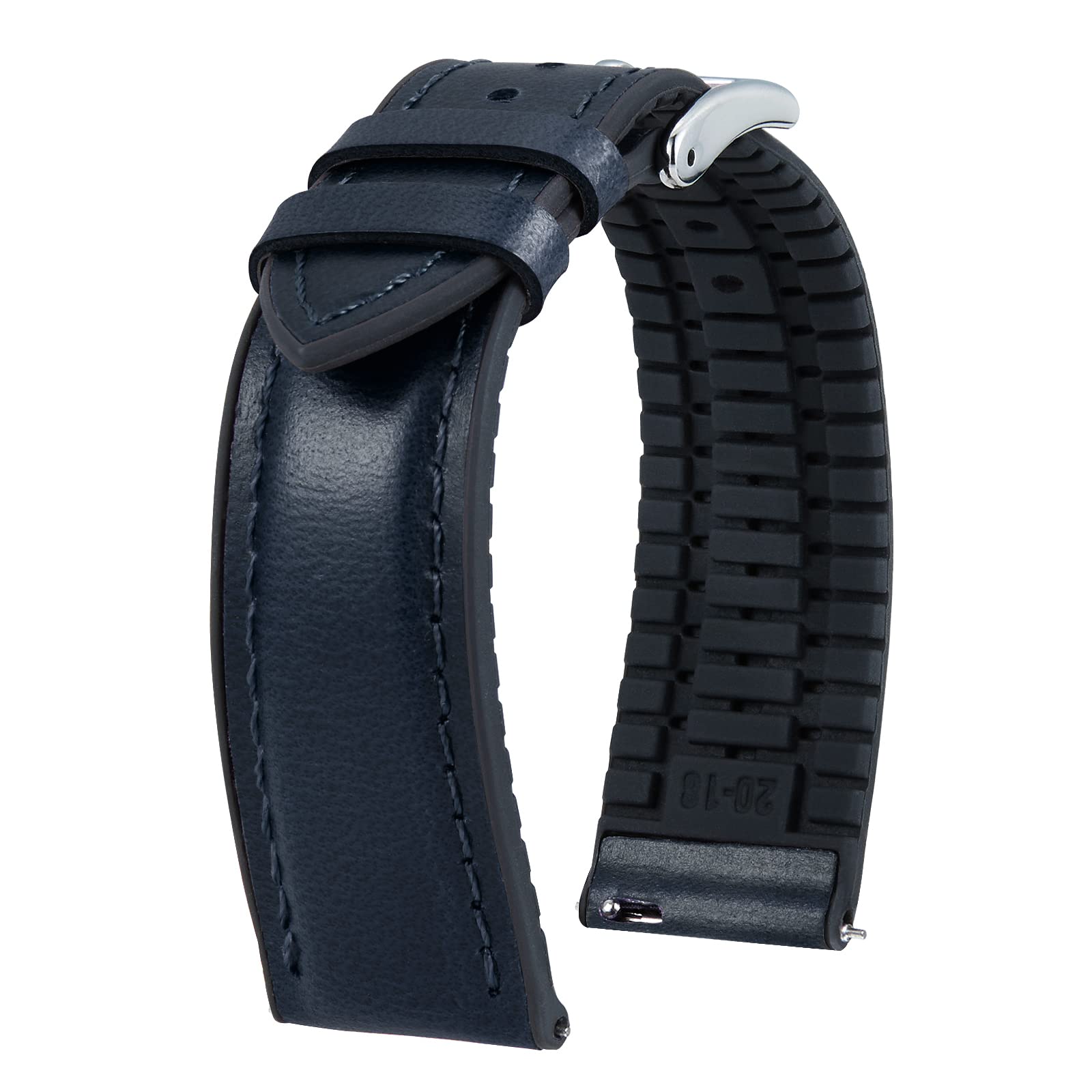 BINLUN Leather Watch Band 14mm 16mm 18mm 19mm 20mm 21mm 22mm Quick Release Premium Oil Wax Leather and Breathable Silicone Hybrid Watch Bands Replacement Strap for Men Women