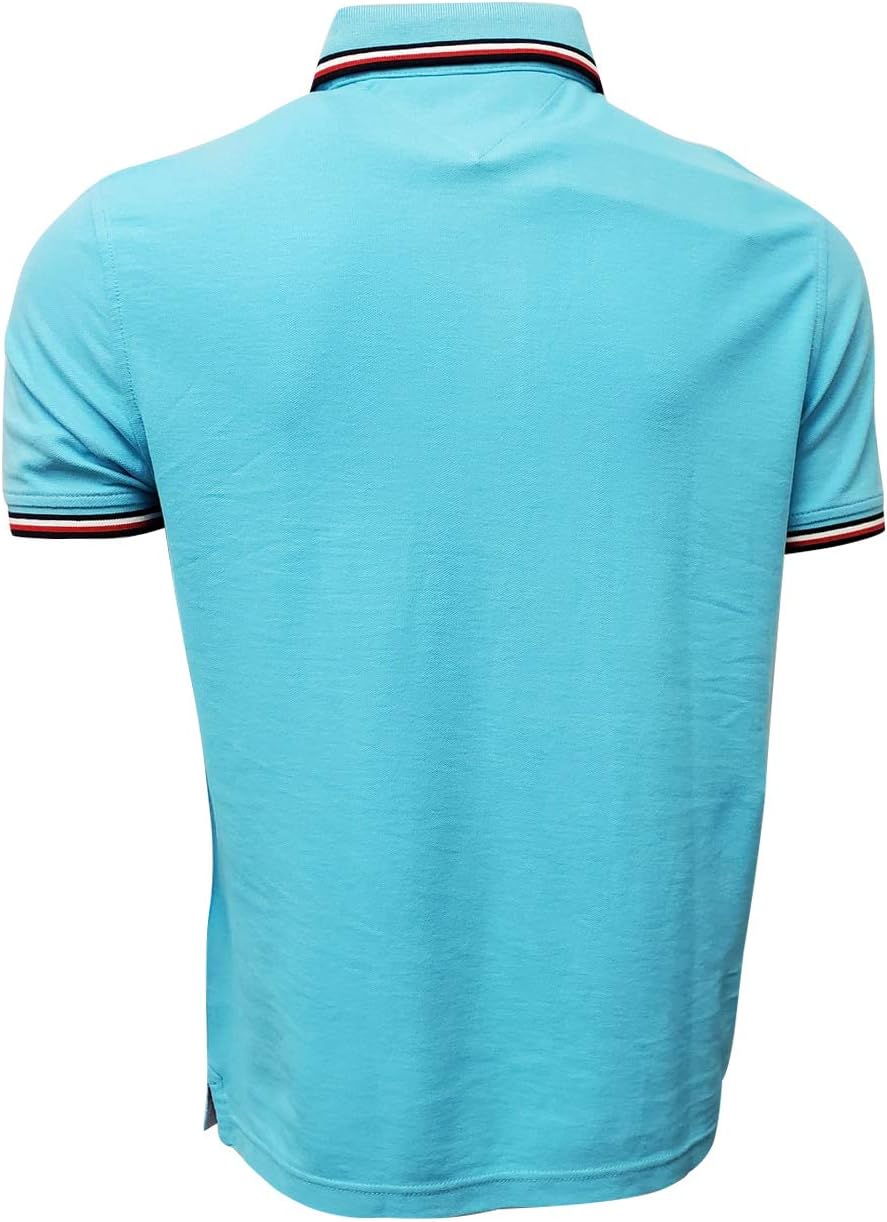 Tommy Hilfiger Mens Striped Collar Polo (Medium, Bright Blue)