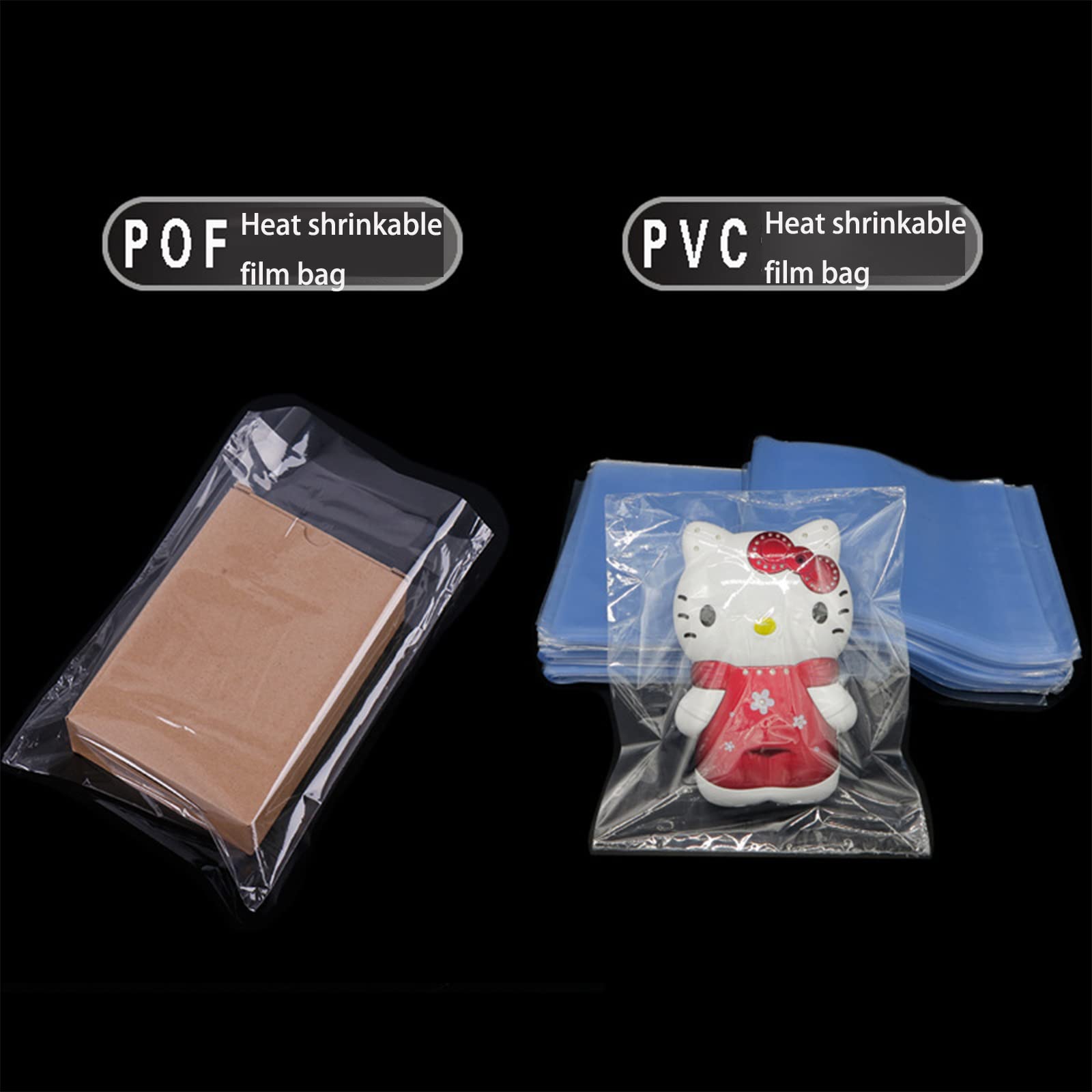Lot de 100 sacs thermorétractables transparents de 45 cm x 55 cm, sans odeur, port unique, pour emballage cadeau, projet de bricolage