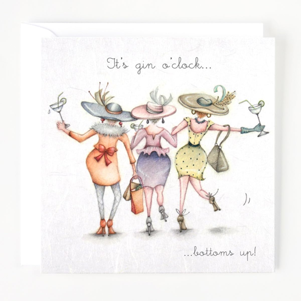 Gin Card - Its Gin O'clock...Bottoms Up - Berni Parker