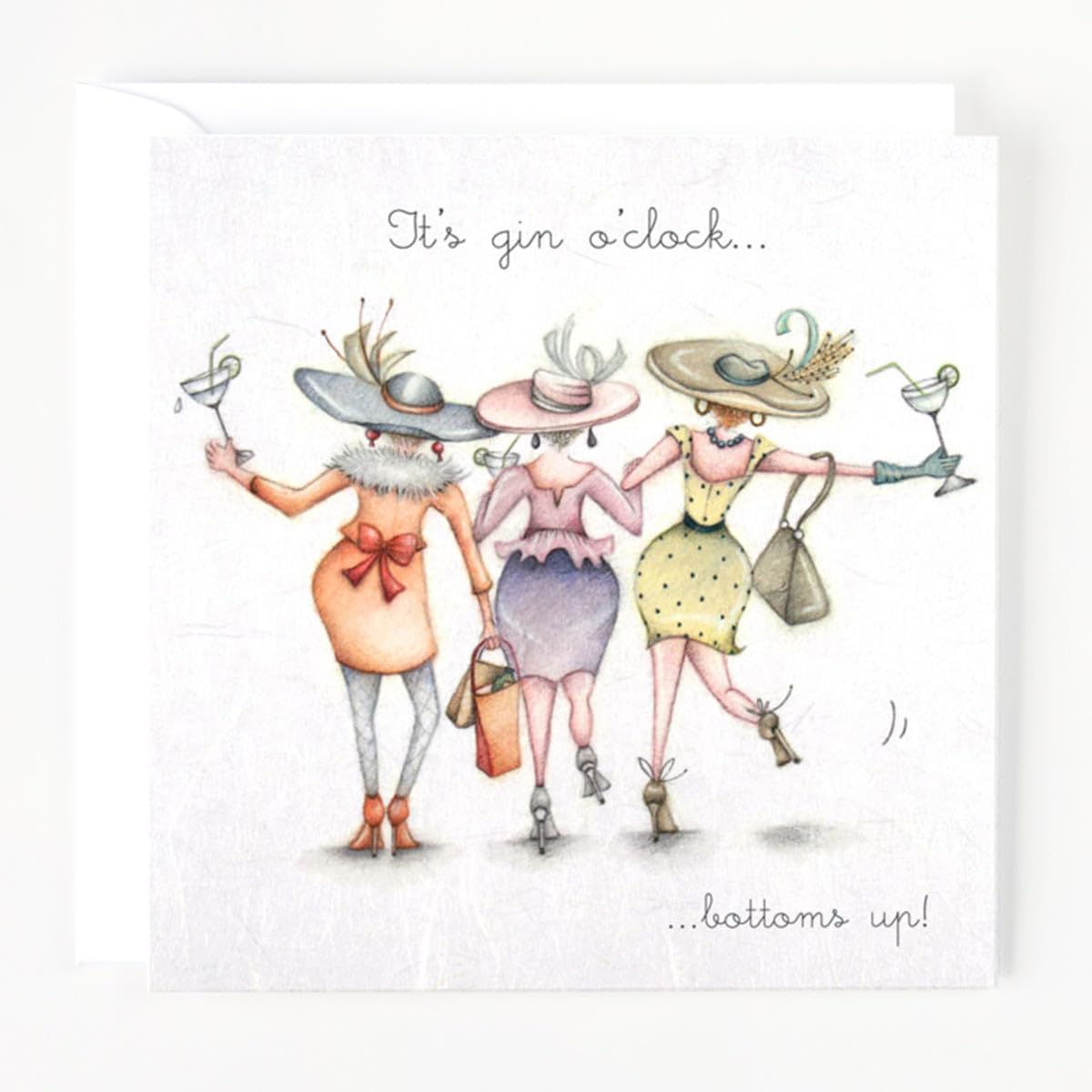 Gin Card - Its Gin O'clock...Bottoms Up - Berni Parker