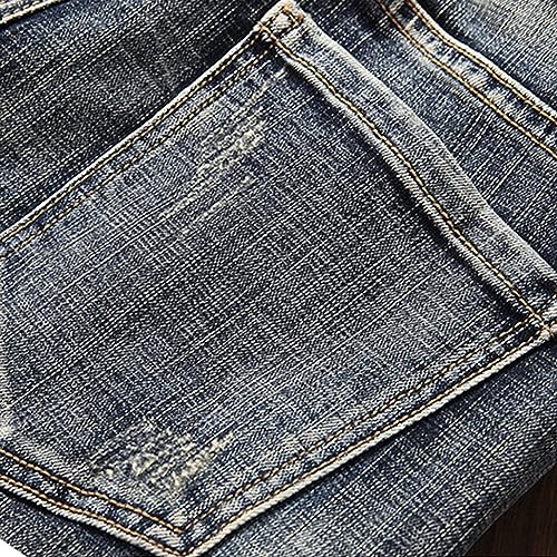 Jeans zippés Patch pour hommes : pantalon denim skinny imprimé de style motard - 4
