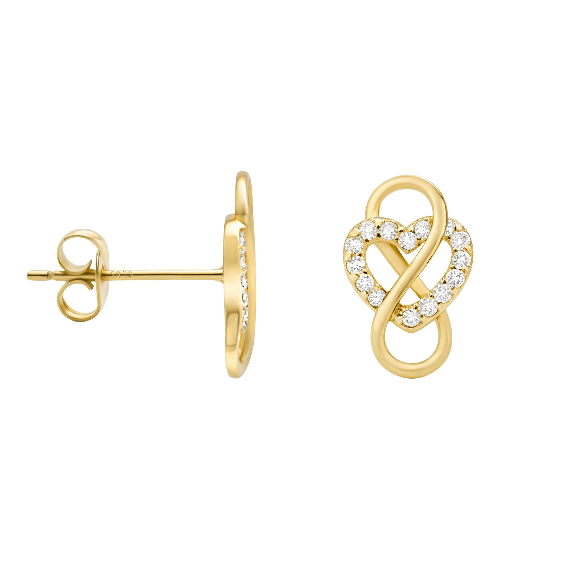 SOFIA MILANI - Pendientes para Mujeres en Plata de Ley 925 - con Circonitas - Pendientes de Corazón Infinito