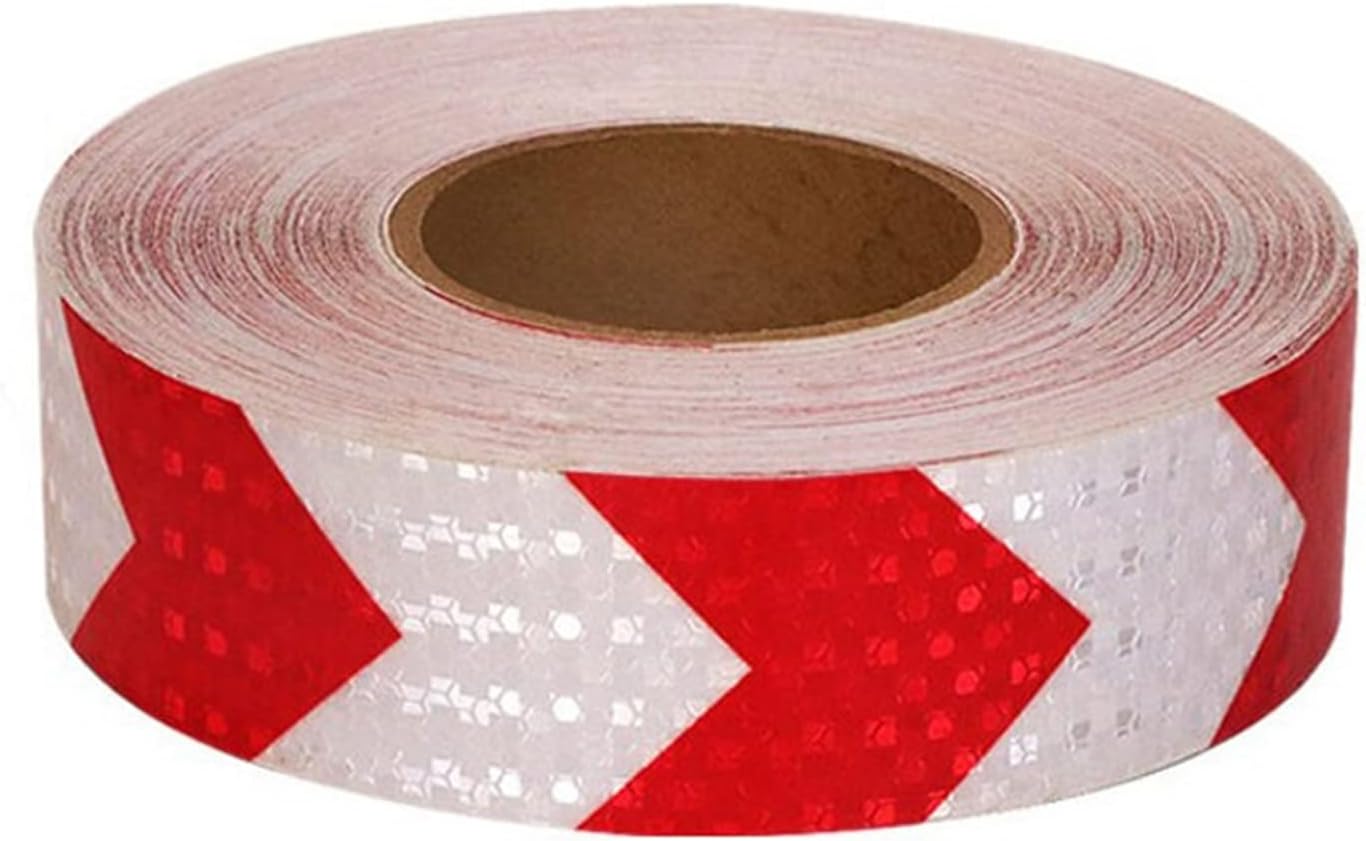 Caution Tape, 2 Inch X 164 Feet Outdoor High Visibility Safety Tape, Heavy Duty Reflector Tape for Stairs, Hazard Warning, Parking, Trucks, Auto Signs(Red/White)