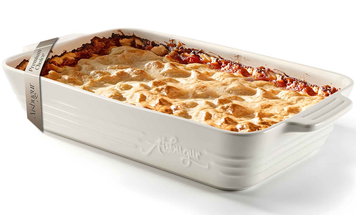 Casserole Dishes for Oven,9x13 Ceramic Baking Dish,4.2 Quarts Large Lasagna Pan with Handles Deep and Large Capacity,Durable Bakeware for Lasagna, Home Decor, Wedding Gift, White