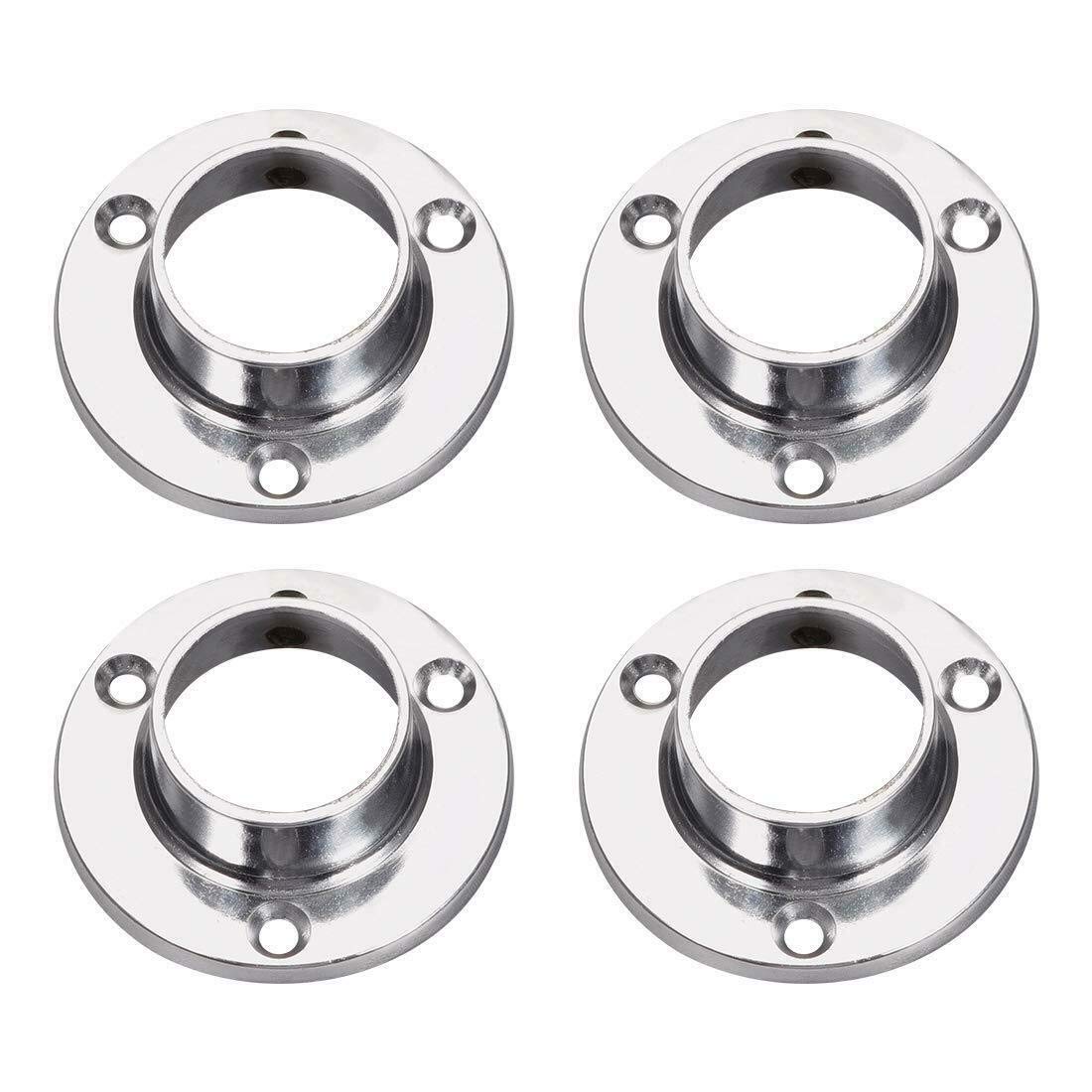 POWERTOOL Tube Socket, 4pcs Socket End Support Wardrobe Rail Rod End Support Bracket Flange ForDisplay Stands, Hanging Rail(19mm)