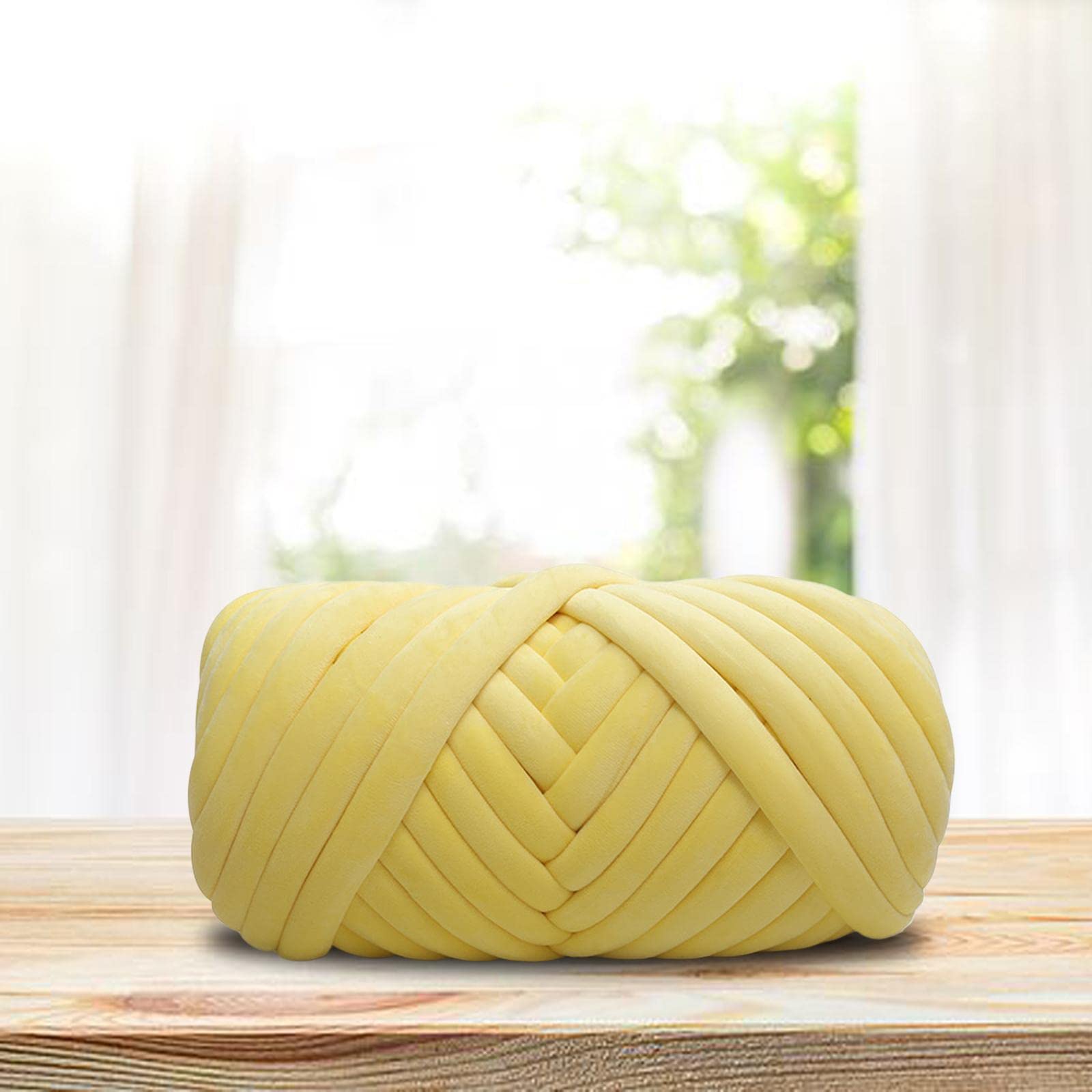 Milageto 1 kg Dickes Samtgarn, Armstricken, DIY, weich, Häkelschlauch, Riesengarn, Gewichtsgarn für Körbe, Kissen, Pullover, Häkelmützen, GELB