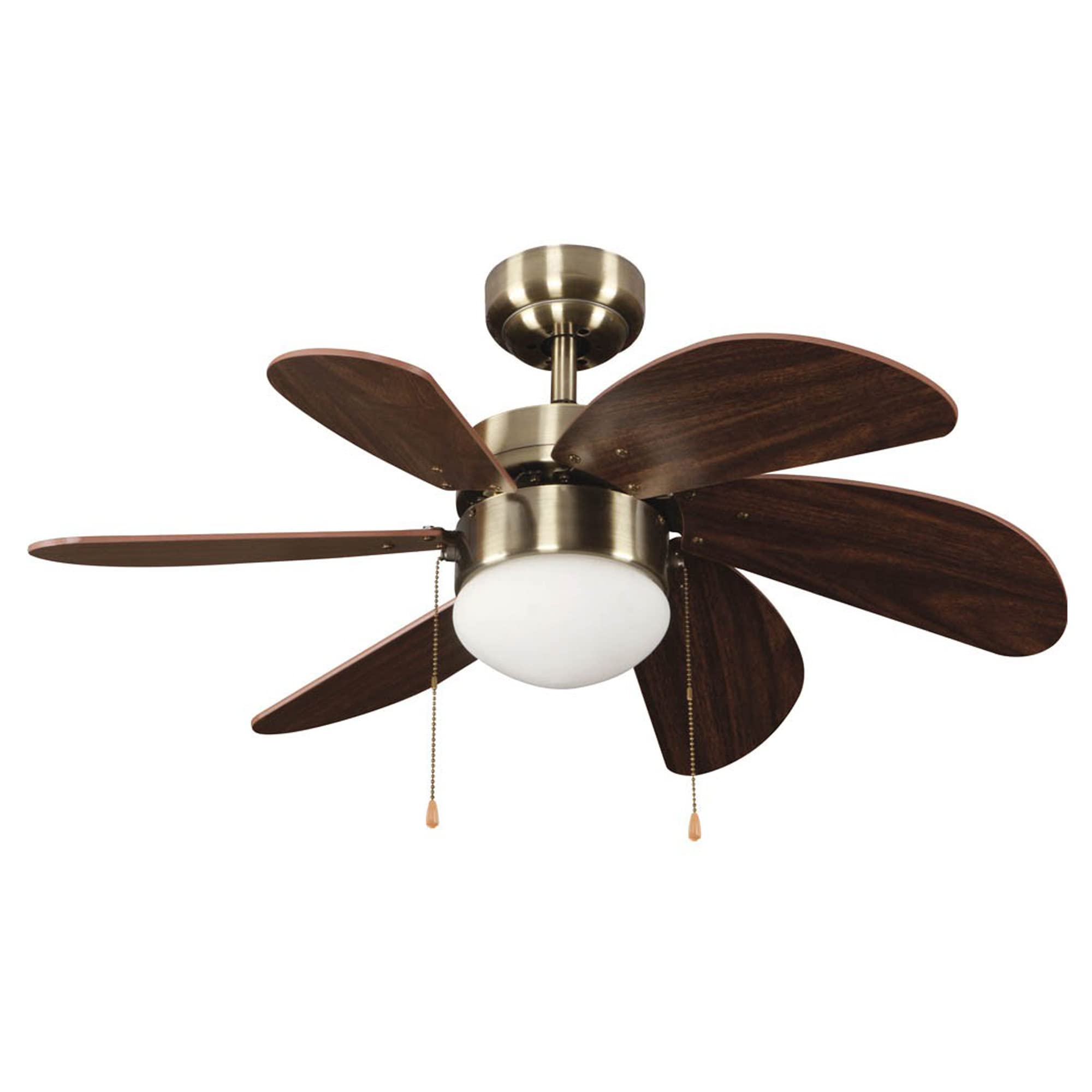 wonderlamp Ceiling fan with light Tandy Leather. Wooden blades (MDF). 3 speeds. Summer-winter function. (1 x E27 bulb not included)