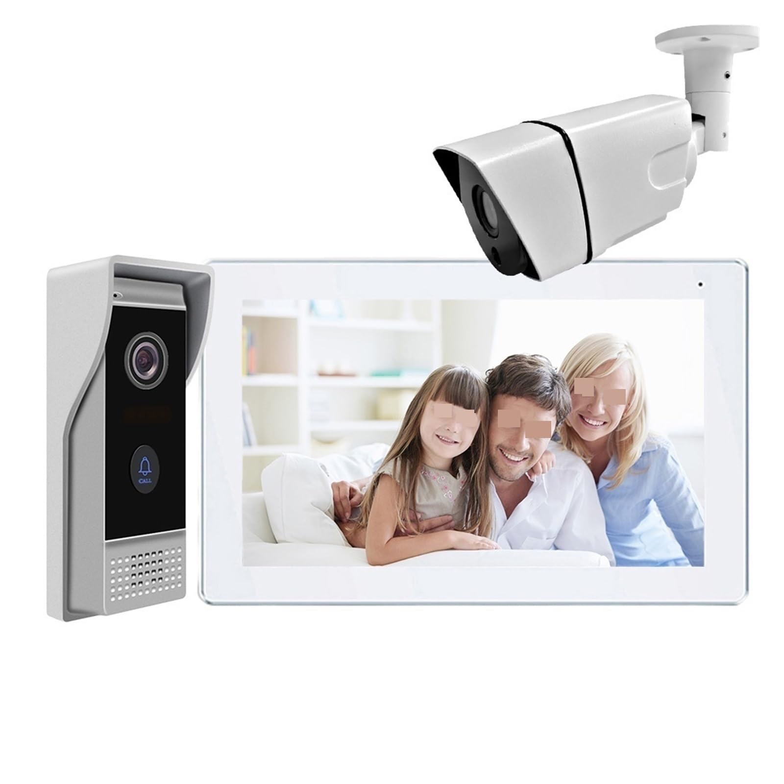 Sonnette sans fil Téléphone D'entrée Vidéo 1080P Écran Tactile 7 Pouces Wifi Interphone Vidéo Caméra Interphone Résidentiel Visiophone Sonnette pour le bureau de l'école à domicile ( Size : 203-86721-