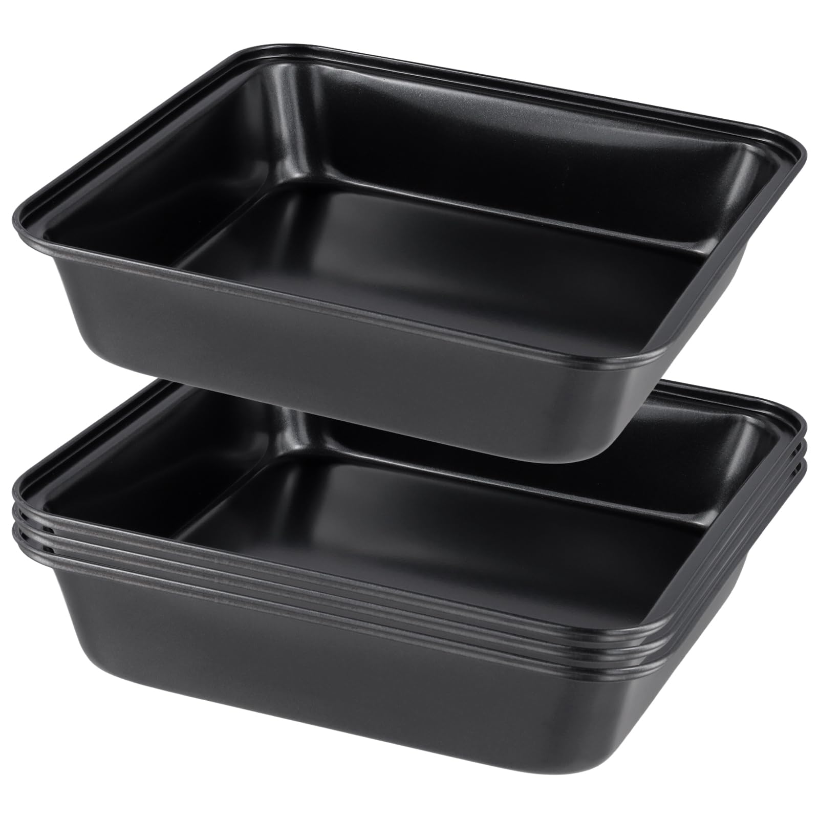 4 Pezzi Pirofila Quadrata 21x21x5 cm Nero - Teglia da Forno Antiaderente in Acciaio al Carbonio per Lasagne, Torte, Brownies e Tiramisù