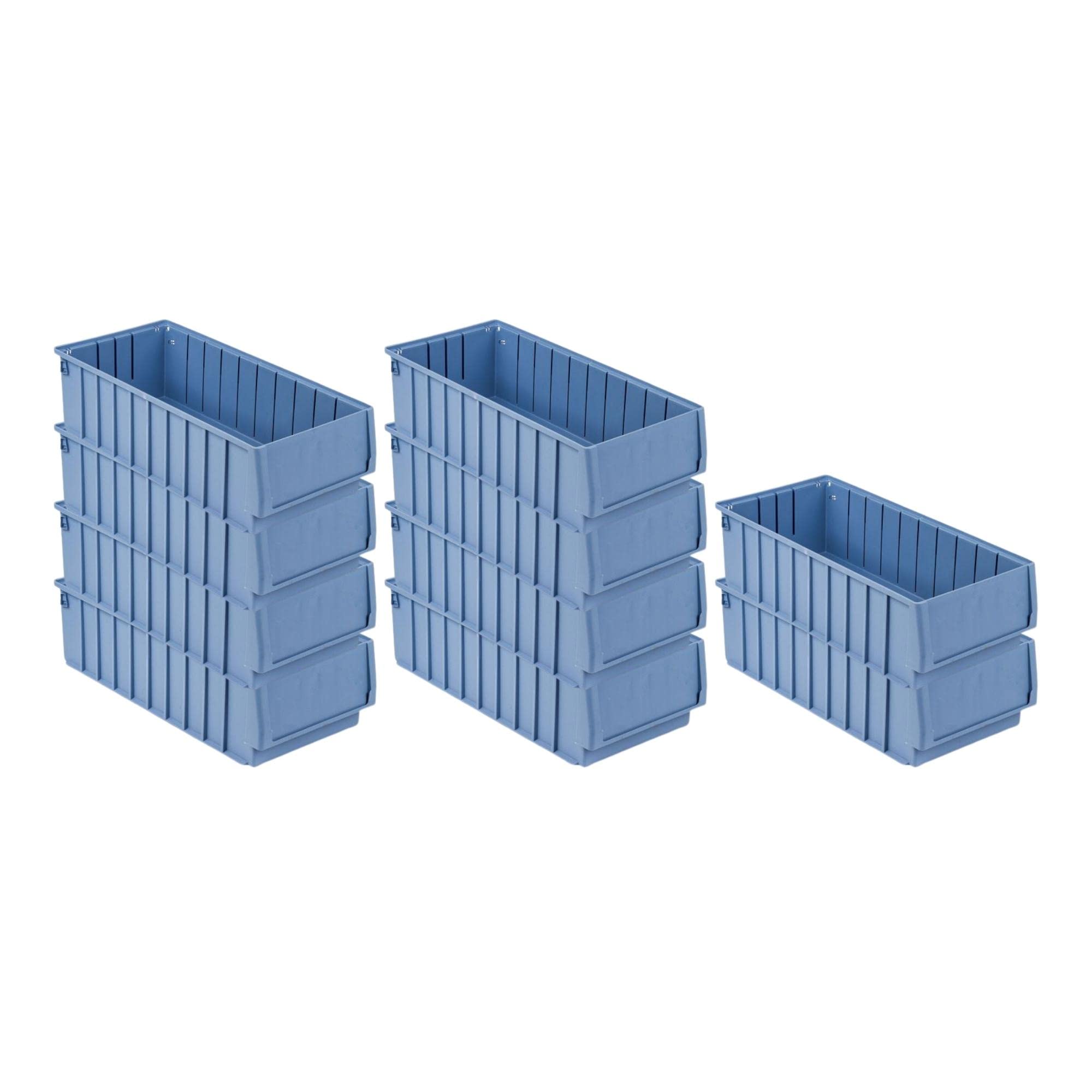 SparSet 10x Regalkasten 500 BH mit Etikett & Schutzhaube | HxBxT 14x23,4x50cm | 12,6 Liter | Sichtlagerkasten, Sortimentskasten, Sortimentsbox, Kleinteilebox