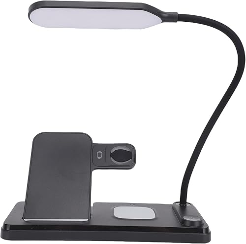ciciglow Estación de carga inalámbrica 3 en 1, soporte de cargador rápido de 15 W para auriculares de reloj de teléfono con lámpara de lectura de