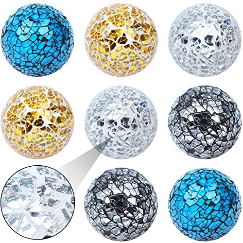 8 Pieces Mosaic Glass Orbs Balls Mosaic Sphere Glass Globe Decorative Orbs Centerpiece Balls Decorative Glass Balls For Bowls Vases Dining Table Centerpiece Decor #TOP2