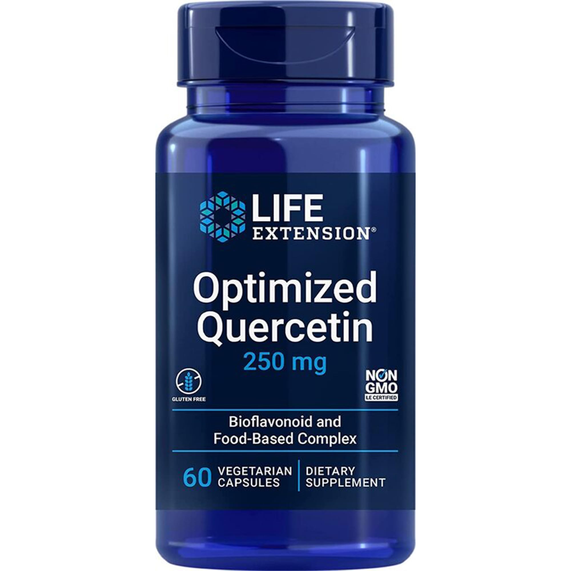 Life Extension, Optimized Quercetin, 250mg, High Dose, 60 Vegan Capsules, Laboratory Tested, Gluten-Free, Vegetarian, SOYA-Free, Non-GMO