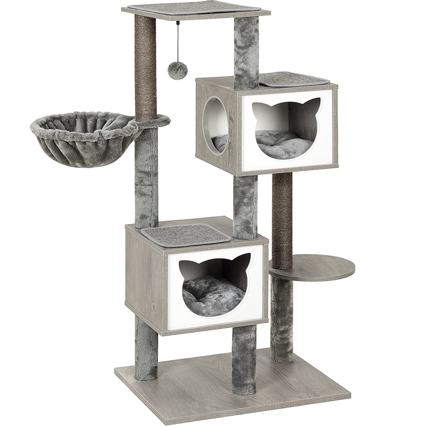 Buy MS Modern Wood Cat Tree, MultiLevel Cat Activity Tower with Super