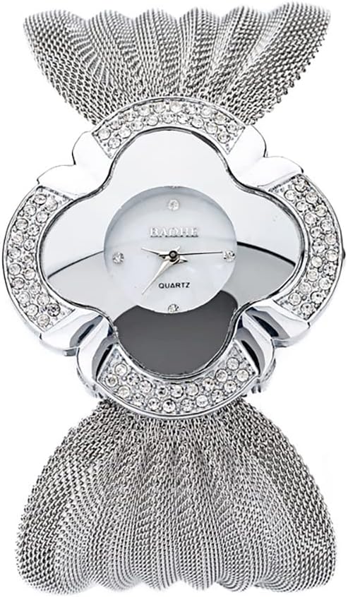 MASTOP Brand Fashion Women Unique Petal Shape Bracelet Quartz Watch Luxury Popular Diamond Butterfly Mesh Strap Watch Dress Watch Stainless