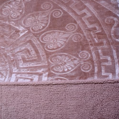 Image of Raymond Home Embossed Mink Blanket with Sherpa Double Bed |3.3 kg Blanket(200cm x 240cm)|Ultrasoft Double Ply Blanket for Winter- Pink