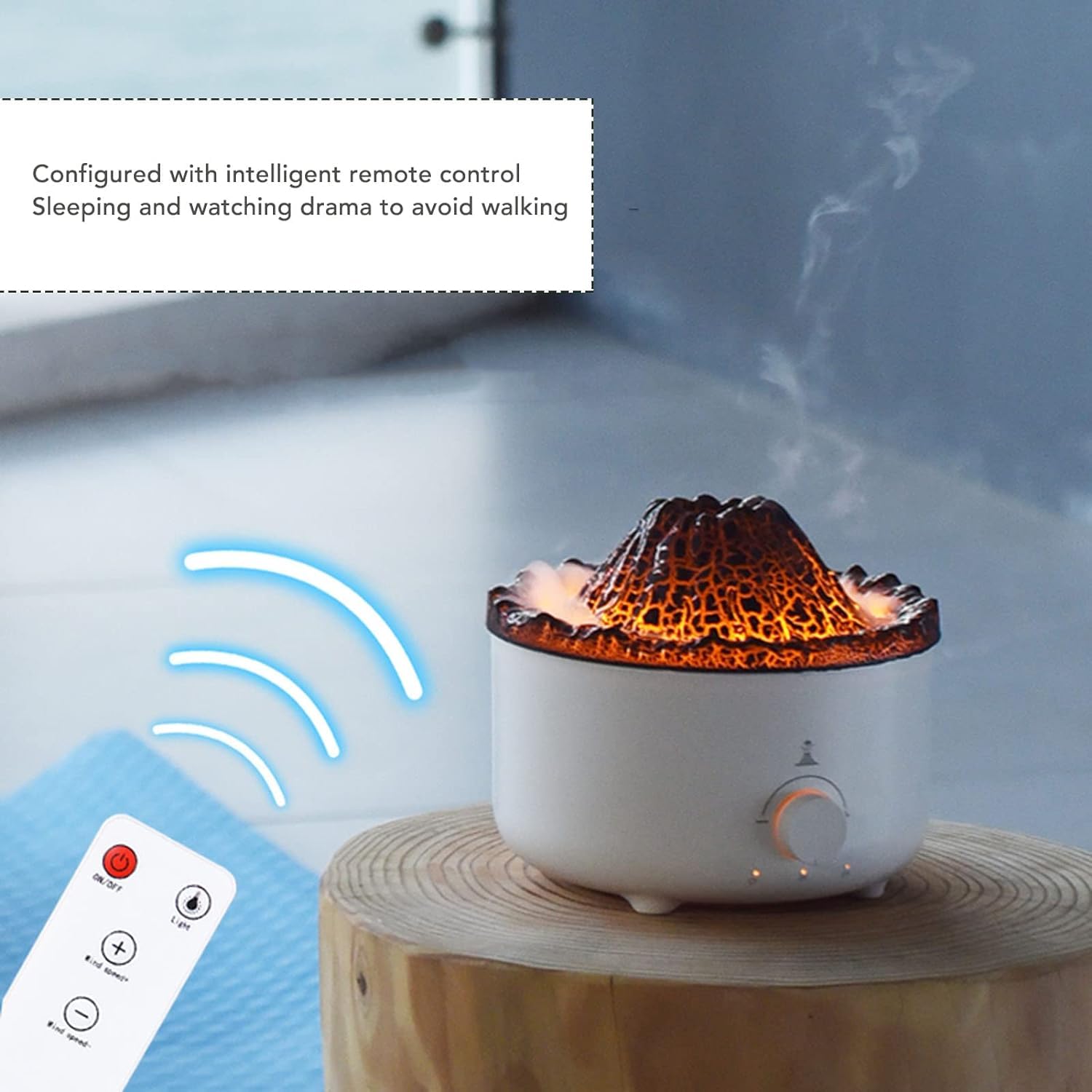 Domésticos Humidificador de Aceite Esencial de volcán, purificación de Aire de simulación 2 Modos de pulverización Difusor de aromaterapia Mejora el sueño for la Oficina for el Estudio