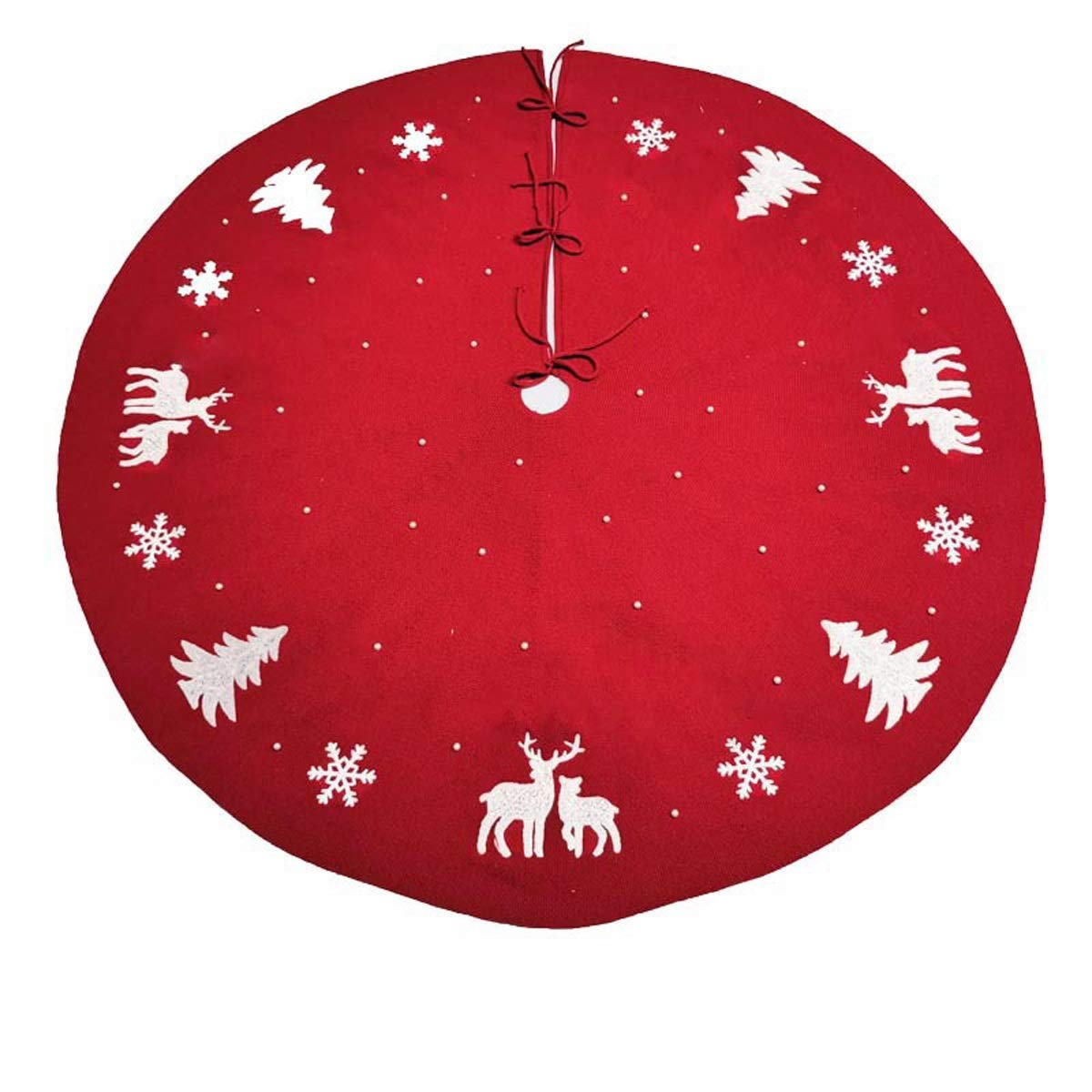 Tappeto sottostante Decorazione per albero di Nata Gonna for albero di Natale in maglia con stampa floreale da 48 pollici for casa, ufficio, feste, interni ed esterni