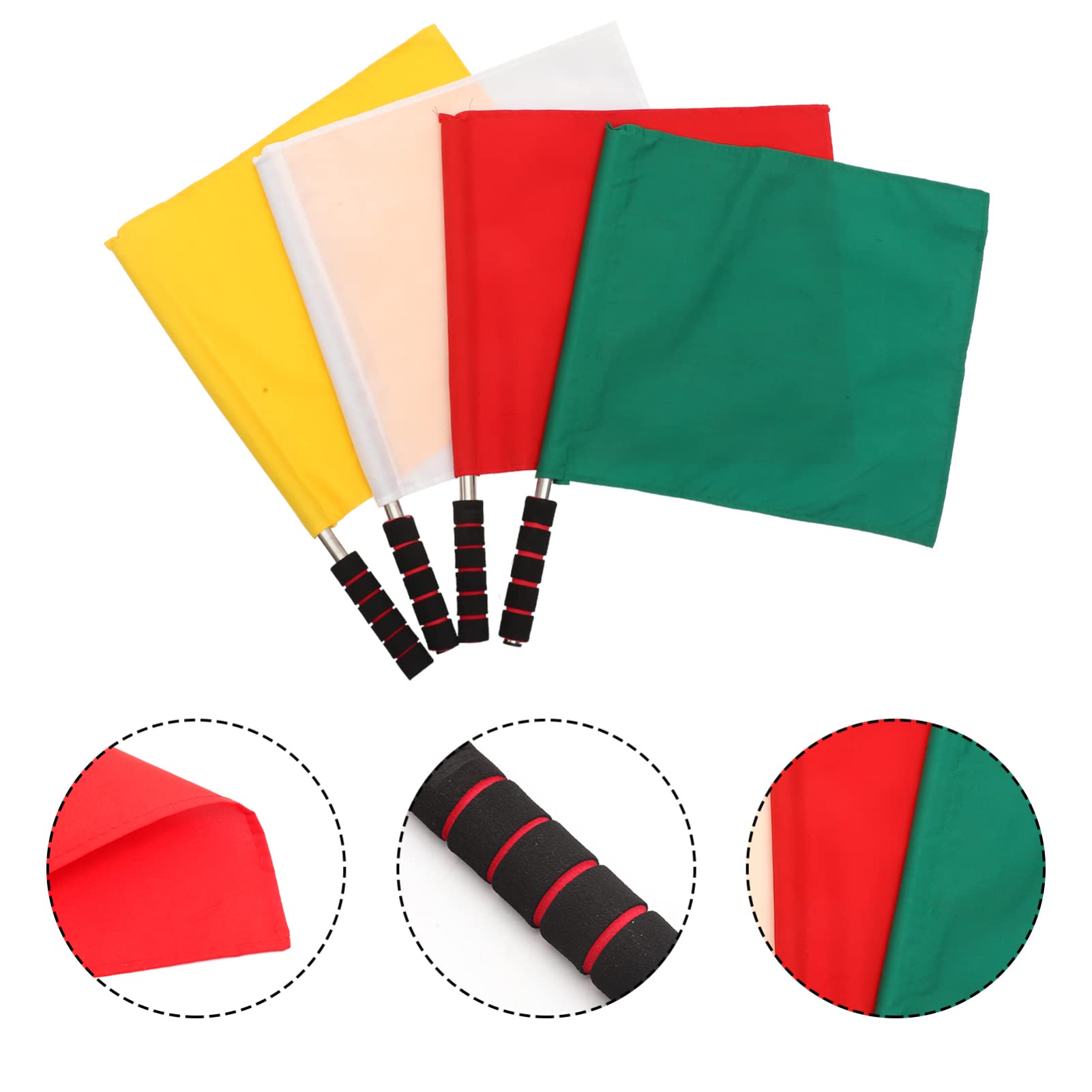 VOSAREA 4-pack Small Match Referee Flags for Soccer Praise Dance Lightweight Signal Flags Comfortable Handle for Sports Events