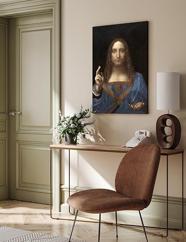 Miniatura 2 de DECORARTS - Retrato de Cristo en Salvator Mundi por Leonardo Da Vinci. Impresiones giclée sobre lienzo de algodón sin ácido, arte de pared en lienzo