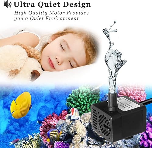 Miniatura 2 de PULACO DC 5V USB Mini bomba de agua sumergible con tubo para fuente de mascotas, tanque de peces de acuario, estanque, fuente, hidroponía