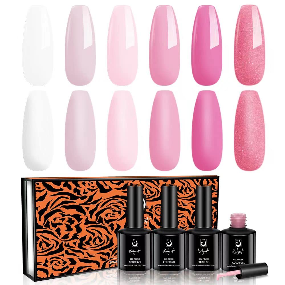 Keibycat Gel Nail Polish Set Spring into Summer 6 Colors Gentle Pink