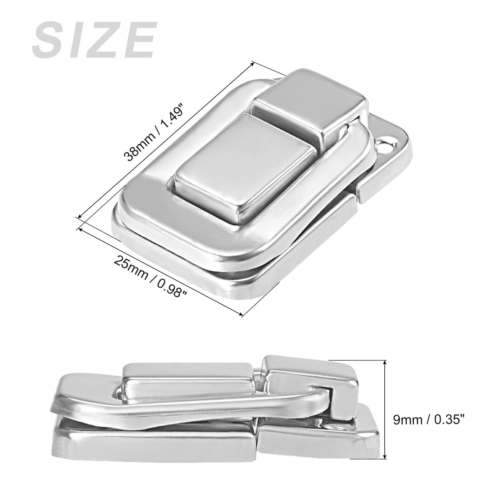 METALLIXITY Toggle Catch Locks - 2 Pack, 38mm X 25mm, Silver Tone Iron Latches For Cabinets & Boxes - View #10