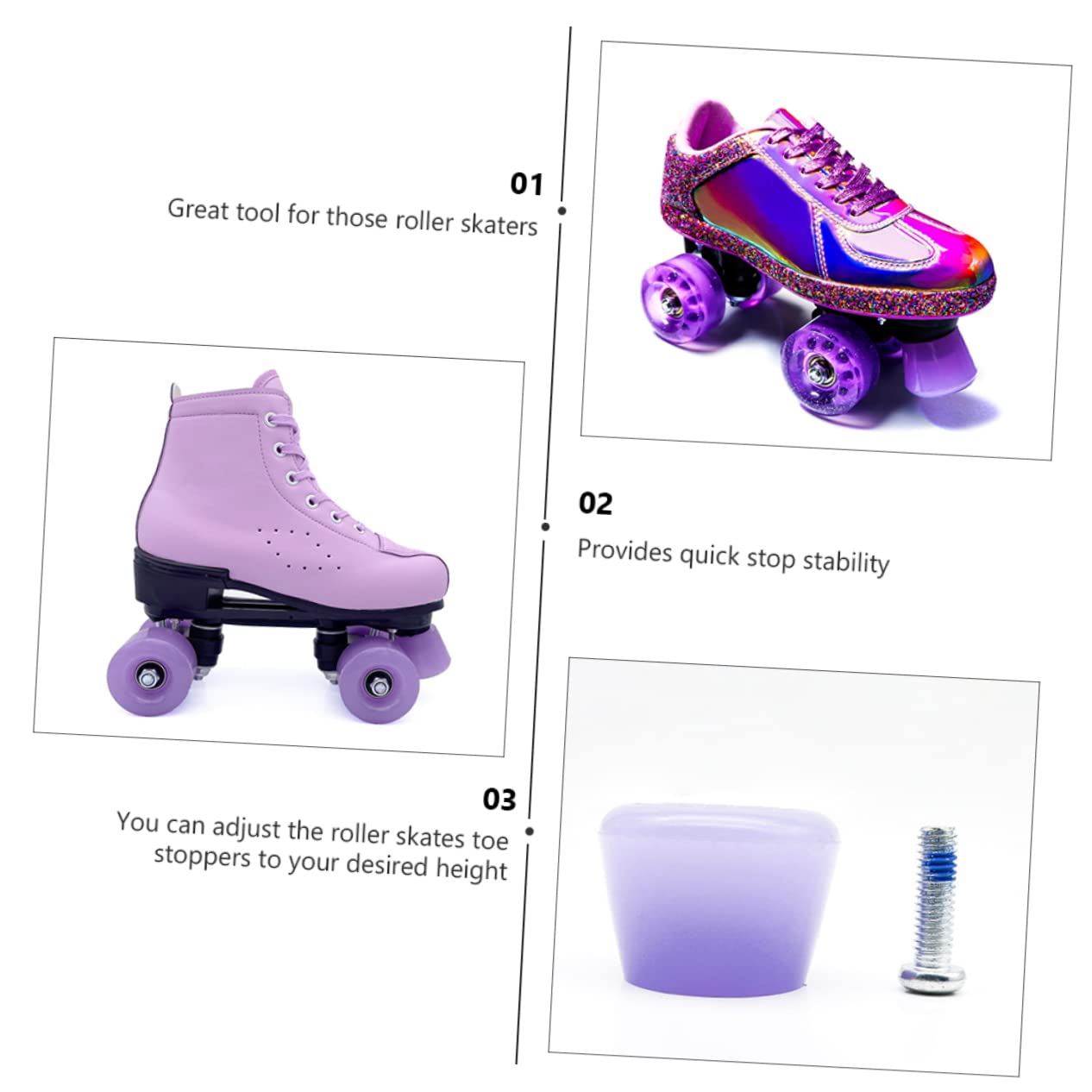KESYOO 1 Set Skate Brake Head Toe Brake Roller Skate Inline Skates Rollers Adult Accessories Indoor Stop Mat Brakes Skating Brake Cushion Braking Block Versatile Brake Block Purple Metal