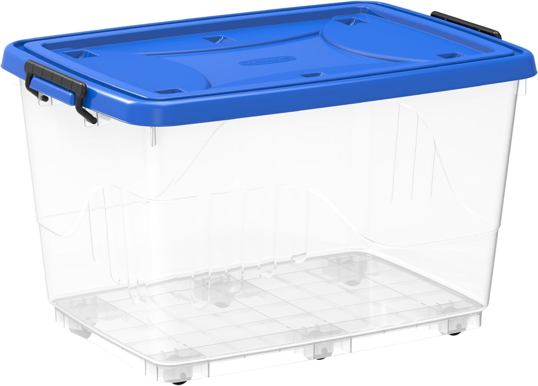 132L Clear Plastic Storage Box With Wheels & Lockable Lid