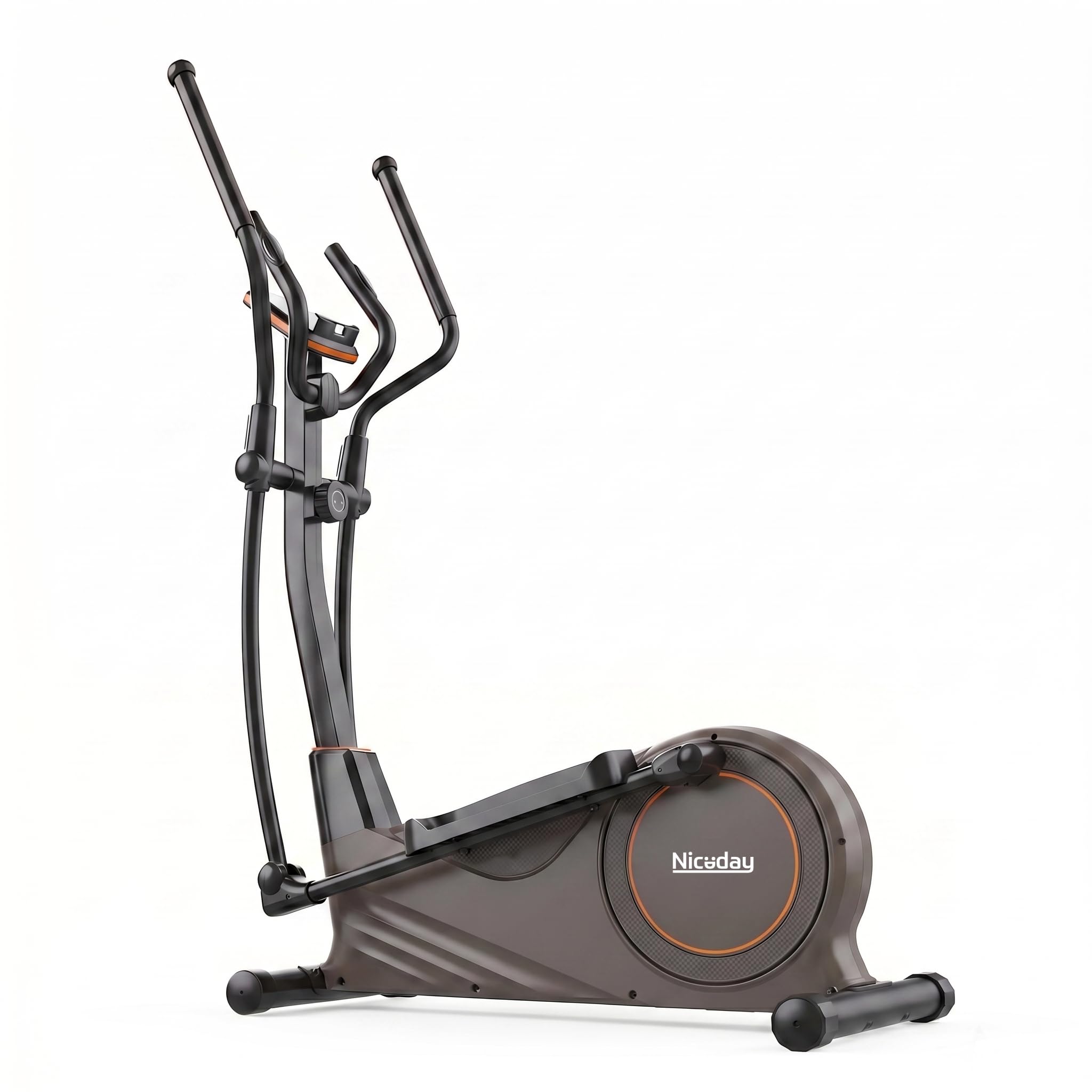 Ellipsentrainer mit 51 cm Schrittlänge, Crosstrainer für Zuhause, 32 Magnet-Widerständen und 20-stufiger Power-Incline (Black+Gold)
