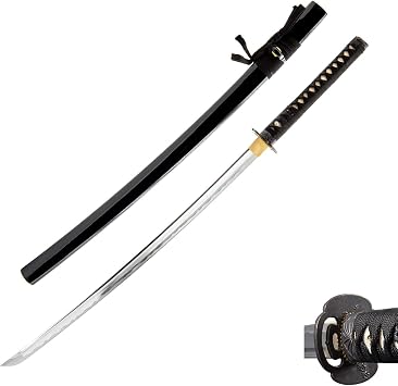 Unsharpened Aluminum Alloy Katana Iaito, Iaido Training, Bamboo Tsuba | Aluminum alloy unsharpened katana iaito for iaido kata, Bamboo Crest tsuba, black lacquered saya