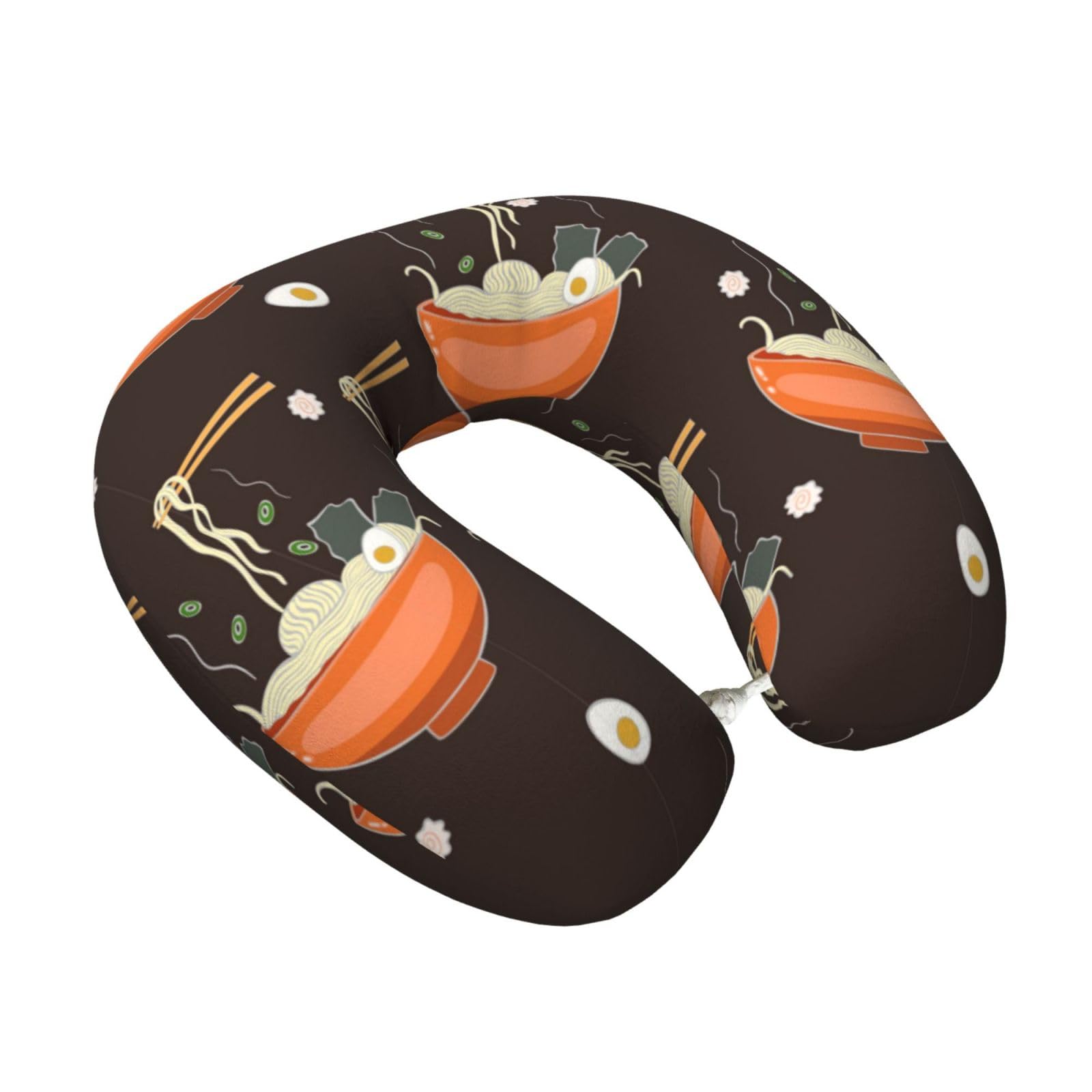LKYMOH Ramen Noodle Soup Pattern, Travel Neck Pillow U-Shaped Memory Neck Support Soft Comfortable With Washable Cover For Airplane Car Traveling and Office