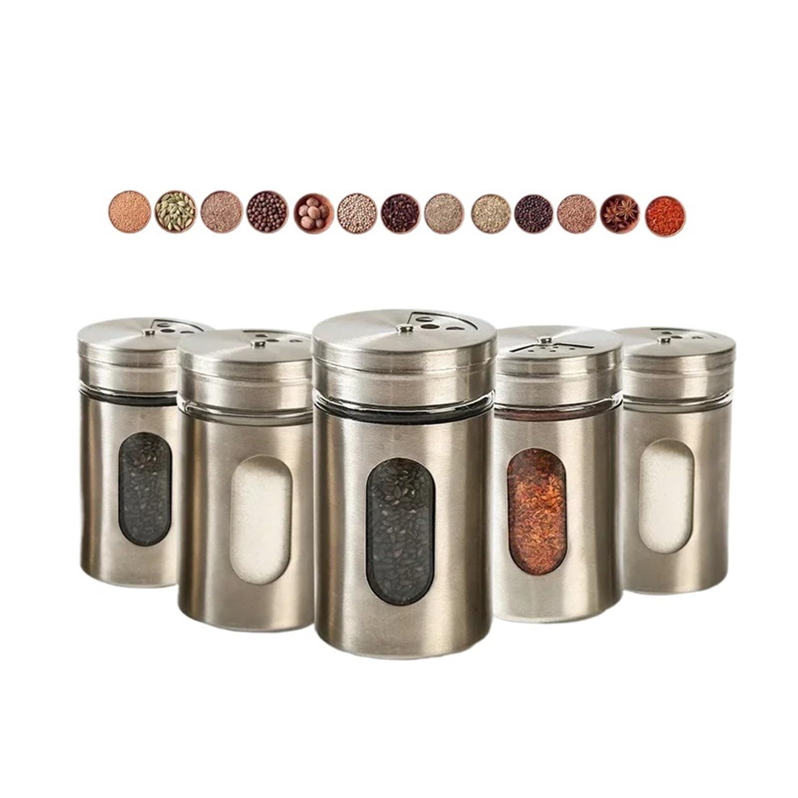 Generisch Edelstahl-Gewürzaufbewahrung, Gewürzstreuer, Gläser, Organizer for Kochen(Five pieces)