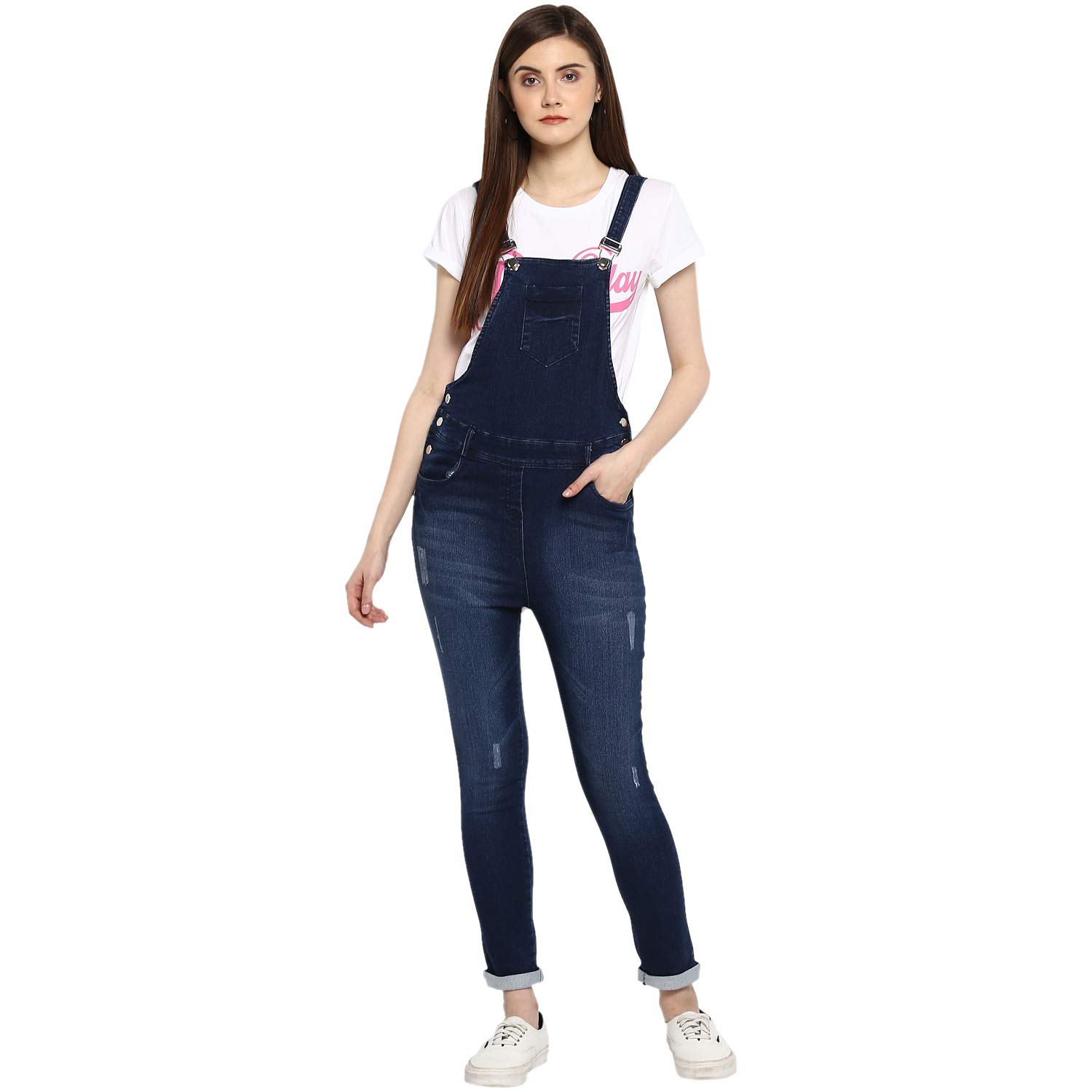 stylestone (3344RectanglDistrsDungr Women's Stretchable Distressed Dungaree-picture-20