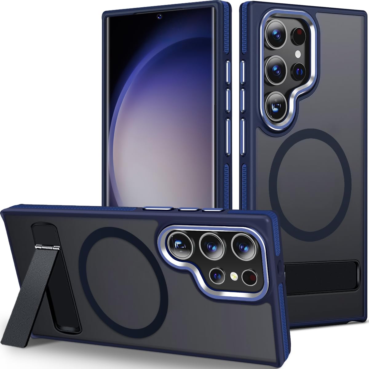 MALEWOLF Magnetic Case for Samsung Galaxy S24 Ultra with Stand, Compatible with MagSafe, Anti-Slip Cover with Military-Grade Protection, Slim Phone