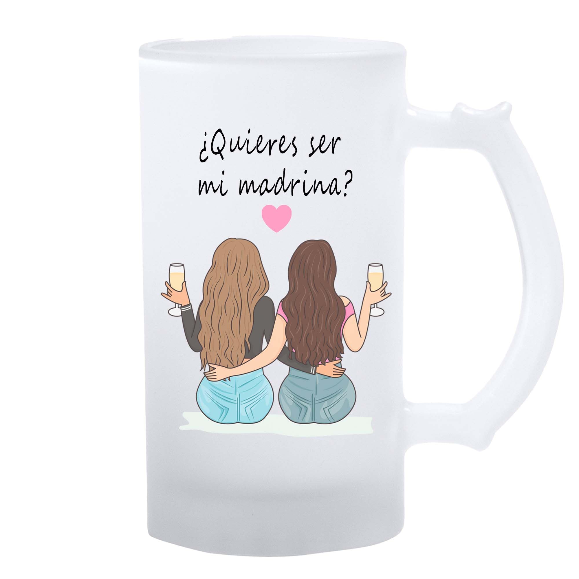 ELISA BOTELLA Jarra de cerveza, vaso de cerveza, regalo bodas ¿quieres ser mi madrina?, regalo para madrinas de boda (Jarra de cerveza, Madrina)