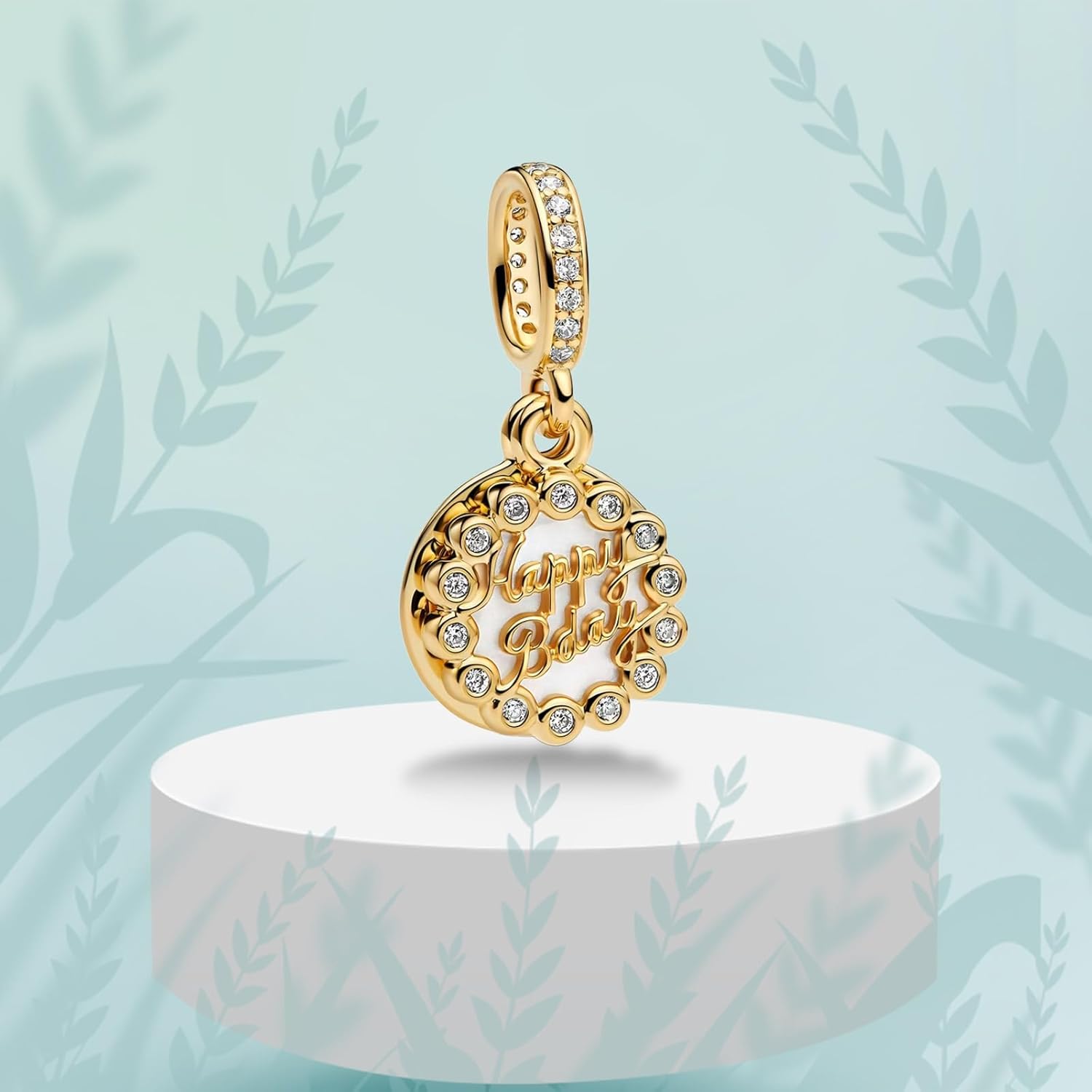 Happy Birthday, Golden Round 2-in-1 Pendant 925 Sterling Silver Charm Compatible with Women's Bracelet Festival Jewelry Gifts For Family and Friends - Image 4