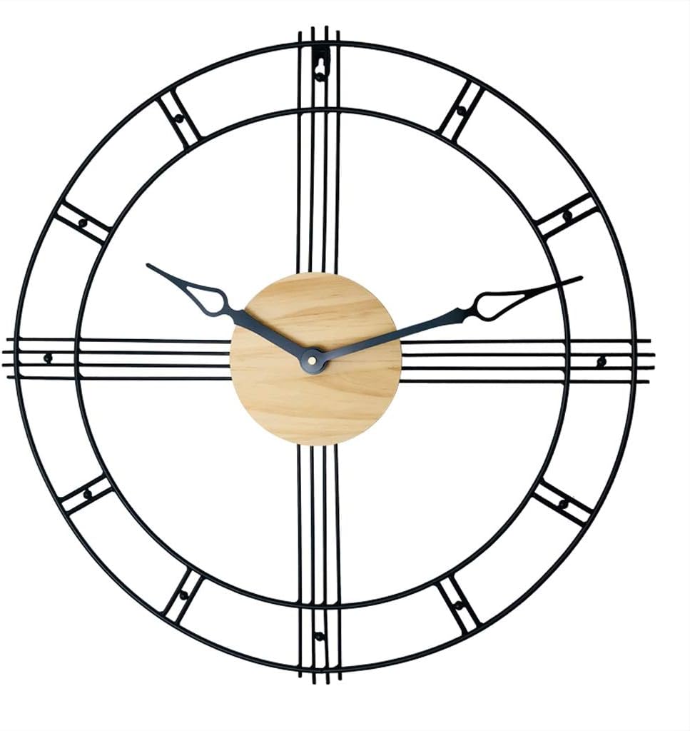 AMYAL Wall Clock Large Vintage Style Black Iron Wall Clock