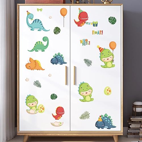 Miniatura 2 de Wland 22 x 26.8 pulgadas, lindo globo de dinosaurio rugido de acuarela para bebé, huevos de ácaros de dinosaurio, plantas, hojas, calcomanías de