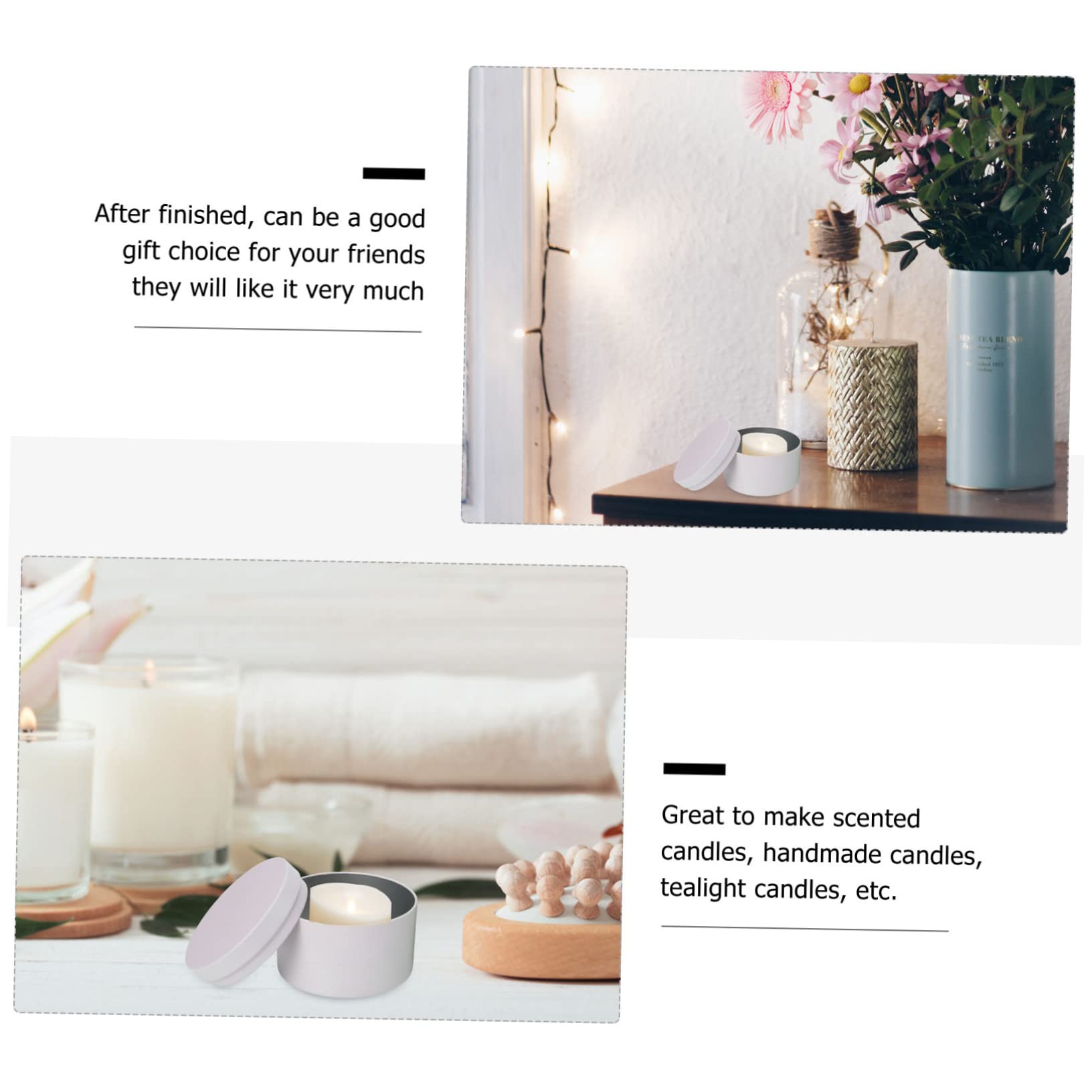 BEBEMOKO 2pcs Tinplate Candle Cans for Wedding Candies Candle Making Containers Compact Easy to Store Party Favors for Engagement Celebrations