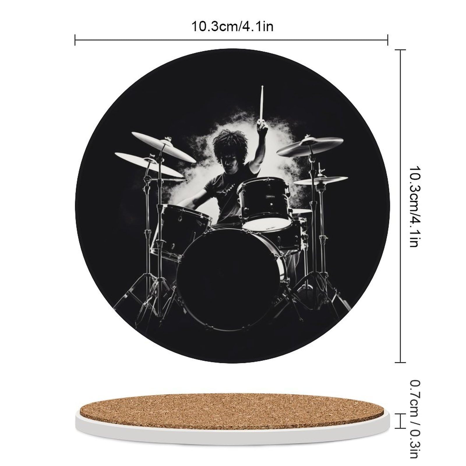 Lot de 6 dessous de verre en céramique avec dos en liège - Dessous de verre antidérapant en pierre absorbant pour types de tasses, table basse