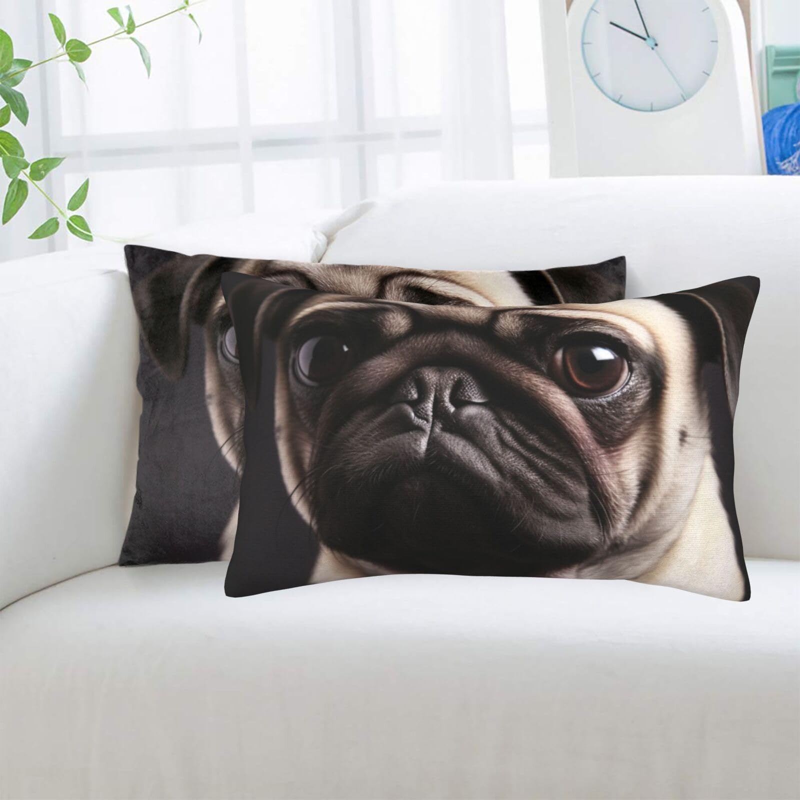 Pug Standard Pillowcases Sets of 2, Ultra Soft Microfiber Plush Pillow Cases 20"X30" Comfort Decorative Throw Pillow Cover with Hidden Zipper for Bedroom, Sofa, Couch