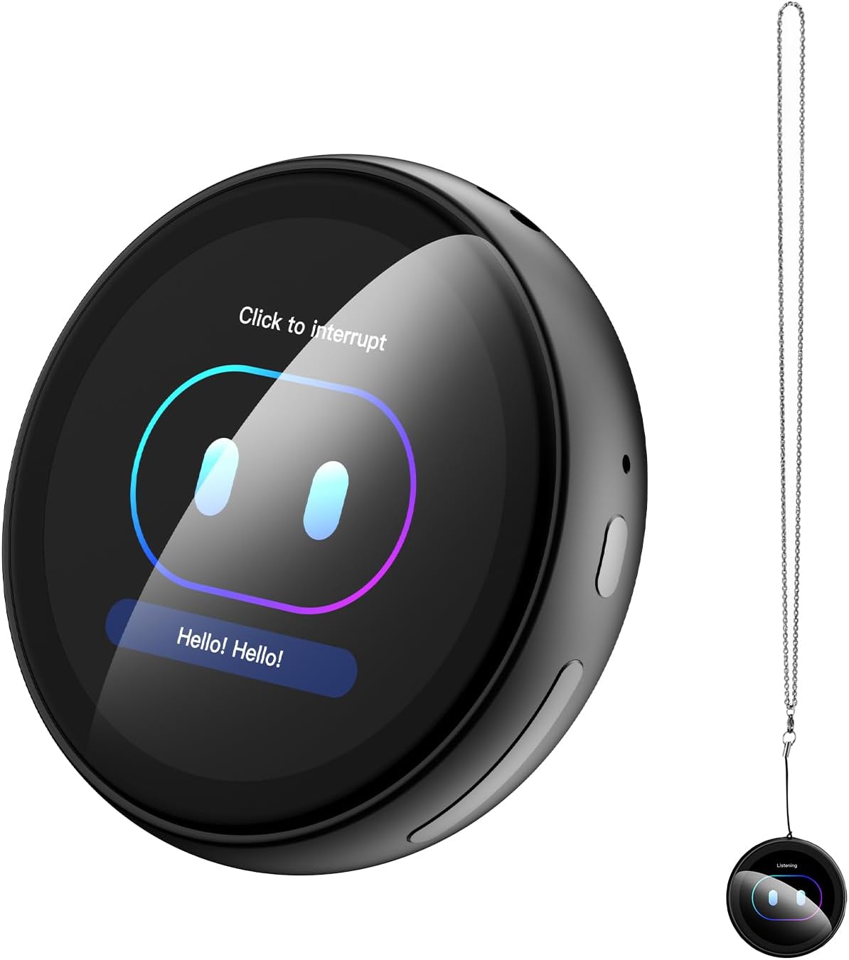 ZNP Digital Badge,AI Companion Badge Wearable Translation Translator for 60 Languages,AI Chatbot with HD Touchscreen,Bluetooth Portable Pin for Travel Business & Life(Magnetic Back)