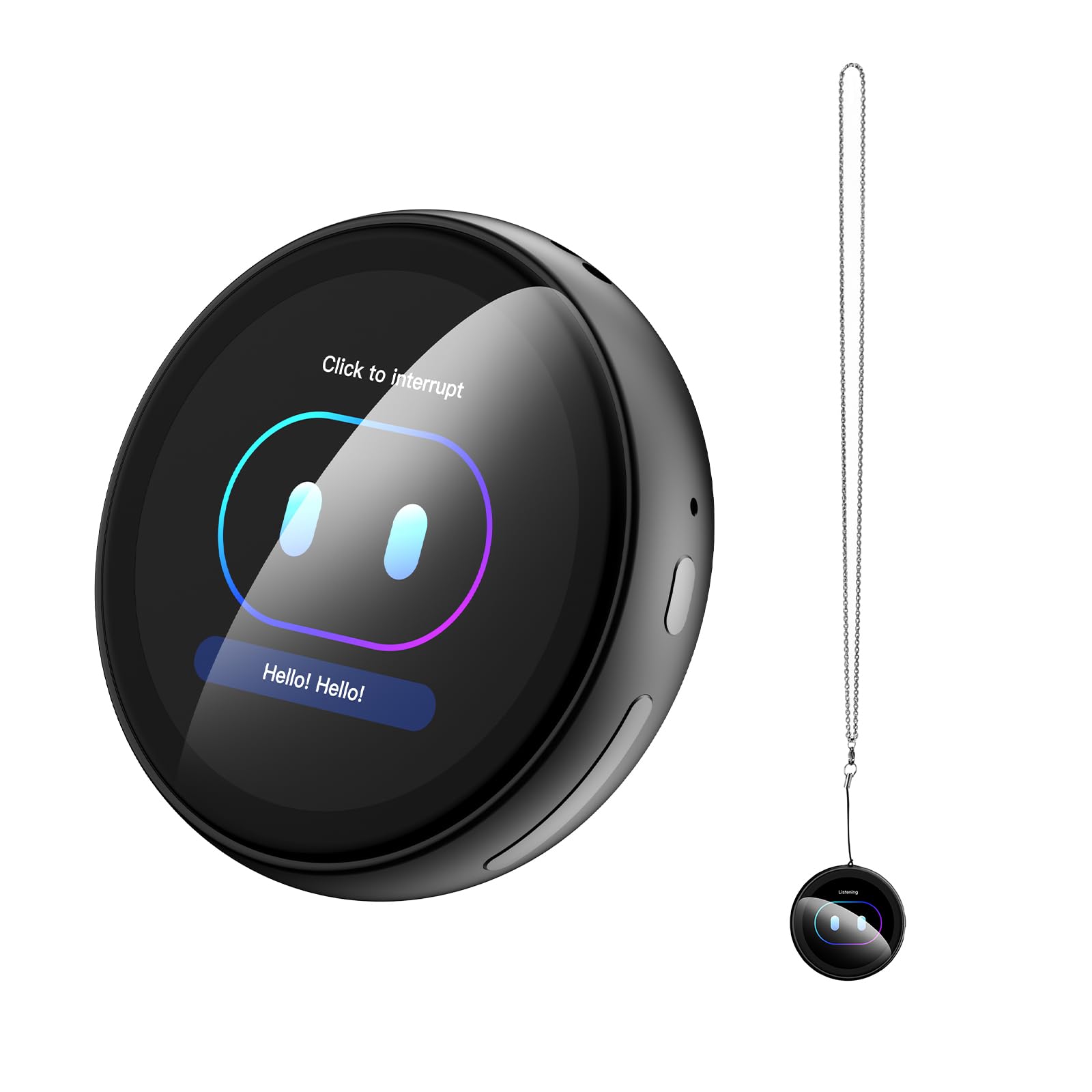 AI Badge - Traduttore vocale con 60 lingue in tempo reale, Bluetooth 6.0, Smart E-Badge portatile con schermo LCD HD touch screen, traduttore vocale per viaggi, affari