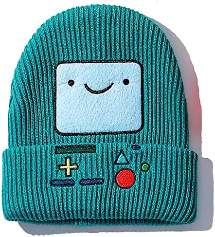 Wellcalmly Anime Beanie Unisex Knitted Hats, Cute Slouchy Warm Cap, Cartoon Winter Soft Headwear Hat for Men Women